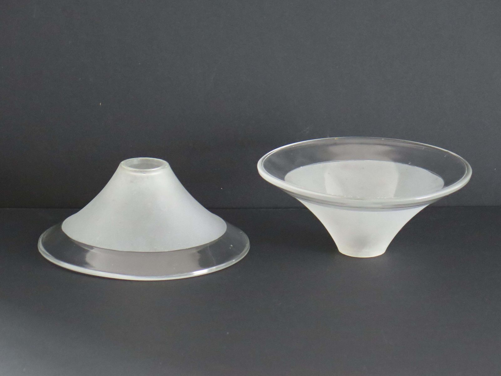 Art Deco Period Glass Lampshades Pair (C) Conical & Frosted, Circa 1925 photo buy
