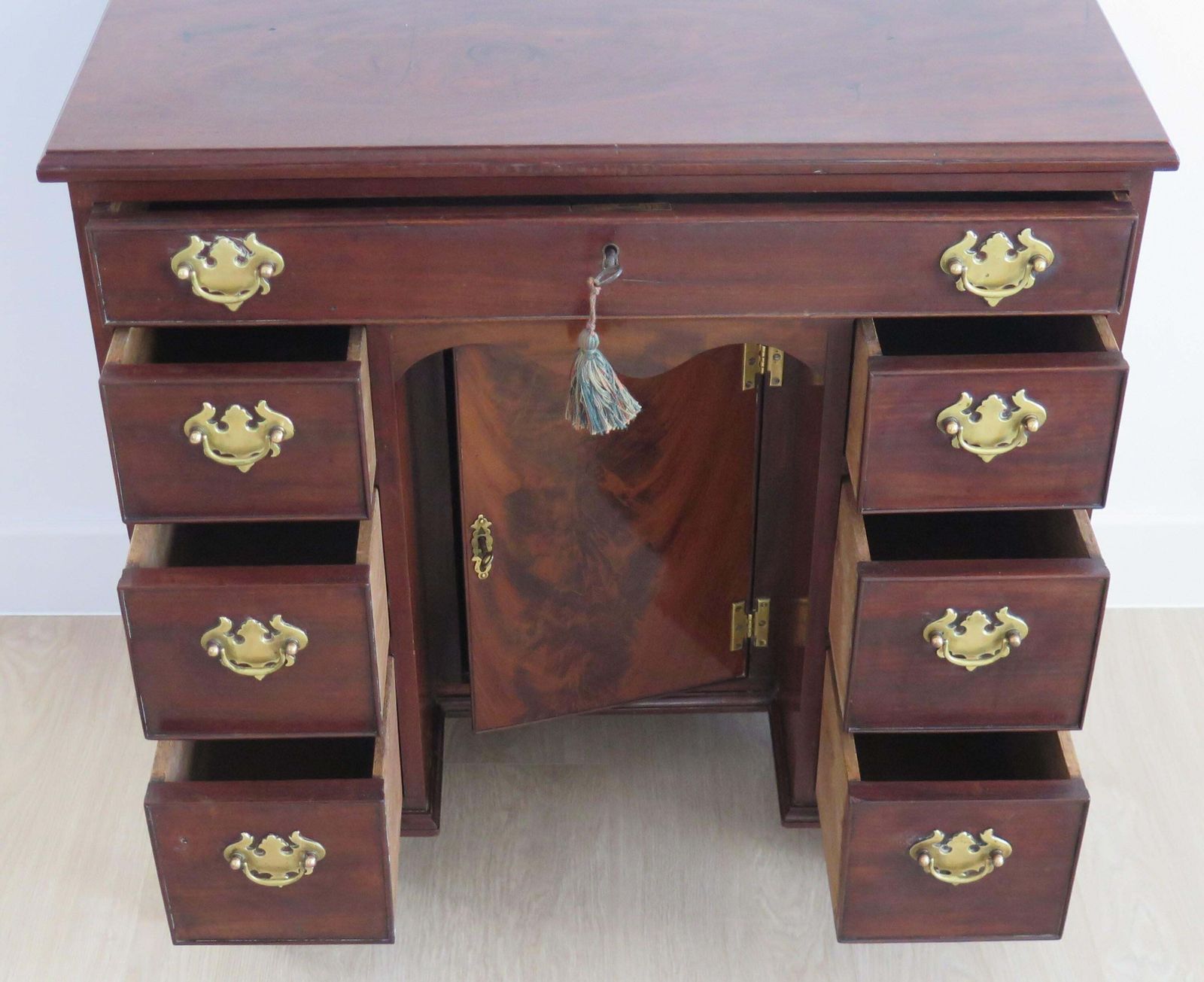 Furniture Antique George 11nd Small Kneehole Desk, English Circa 1745 photo