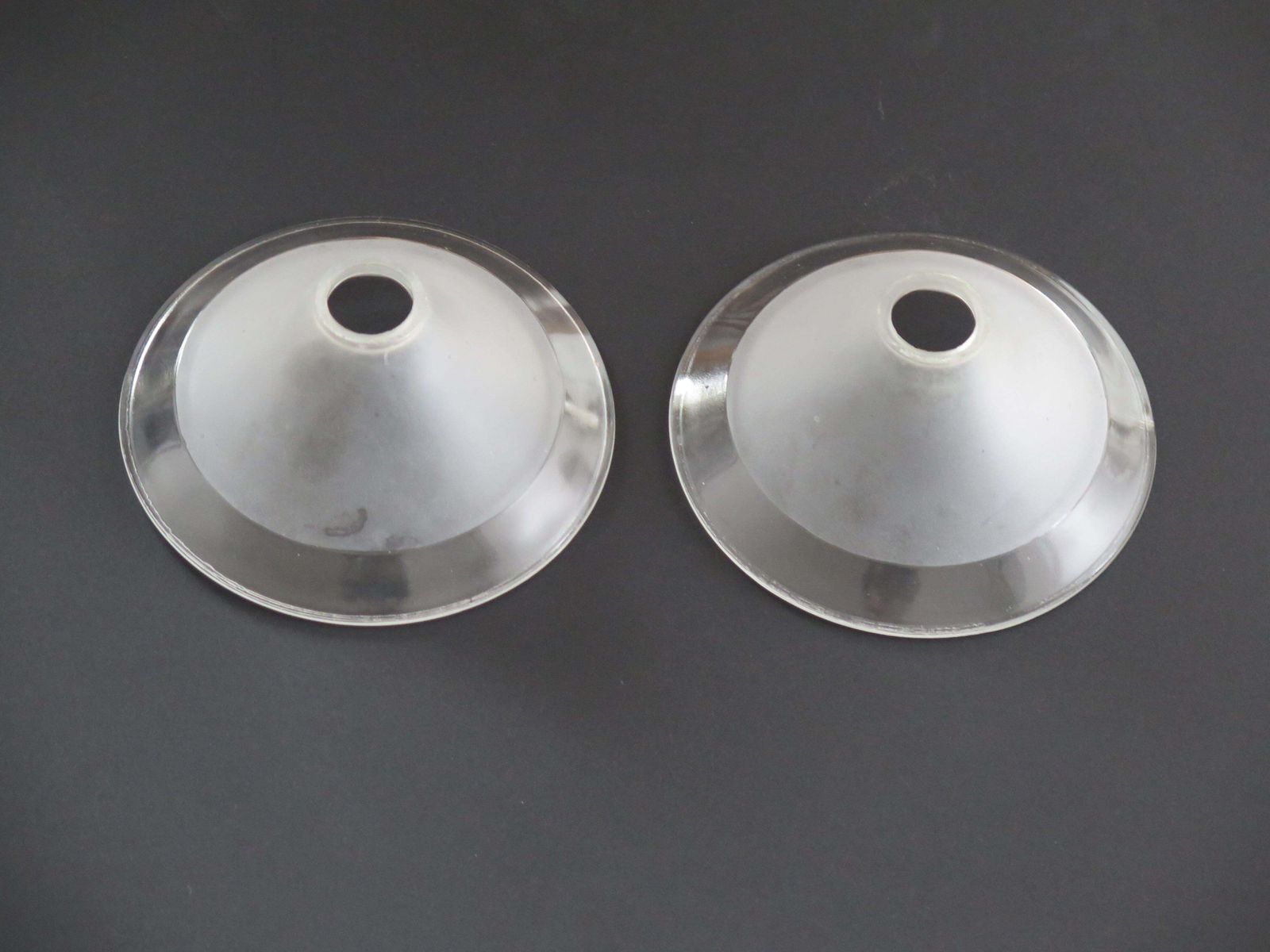 Lighting Art Deco Period Glass Lampshades Pair (C) Conical & Frosted, Circa 1925 photo
