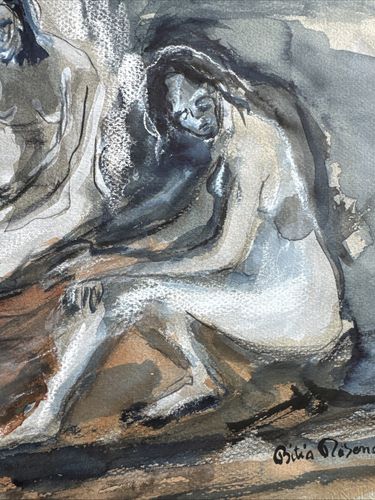 Bitia Rosendor Jerusalem Painting Artwork Nudist Vintage Quirky photo Art
