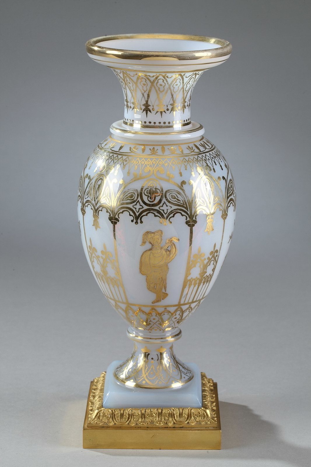Pair Of White Opaline Crystal Vases By Jean Baptiste Desvignes photo for sale
