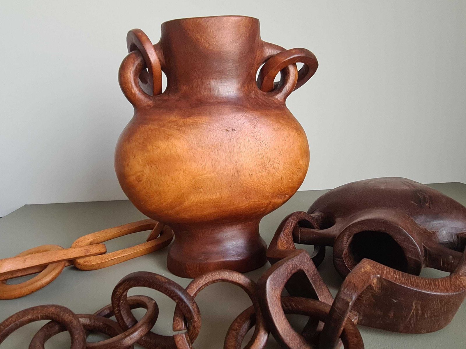Hanging Vase In Solid Wood Carved In The Mass / Handcrafted / 1960 / Mid Century / Decoration / 20th Century / Brutalist photo furniture