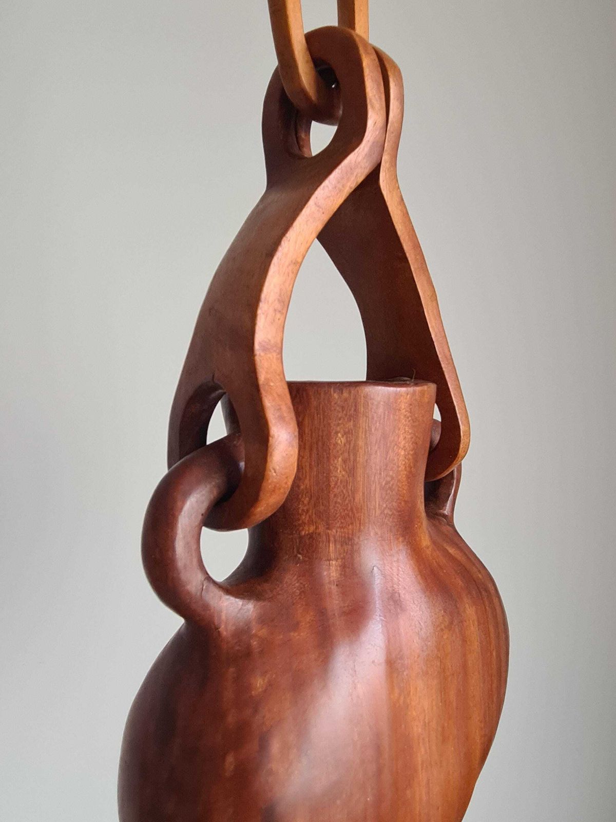 Hanging Vase In Solid Wood Carved In The Mass / Handcrafted / 1960 / Mid Century / Decoration / 20th Century / Brutalist photo buy