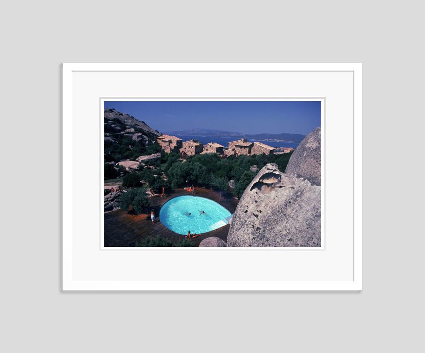 Slim Aarons 'Pool At Porto Rotondo' Framed White photo furniture