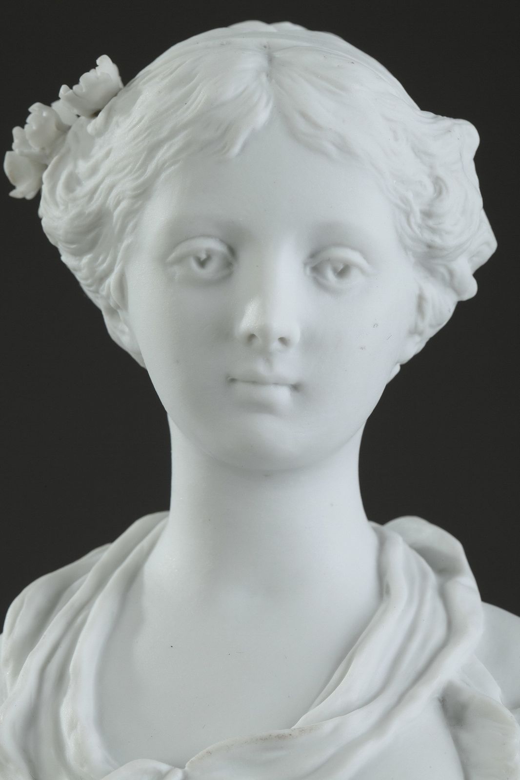 Biscuit Statuette "Young Woman With Flowers"  19th Century Period photo for sale