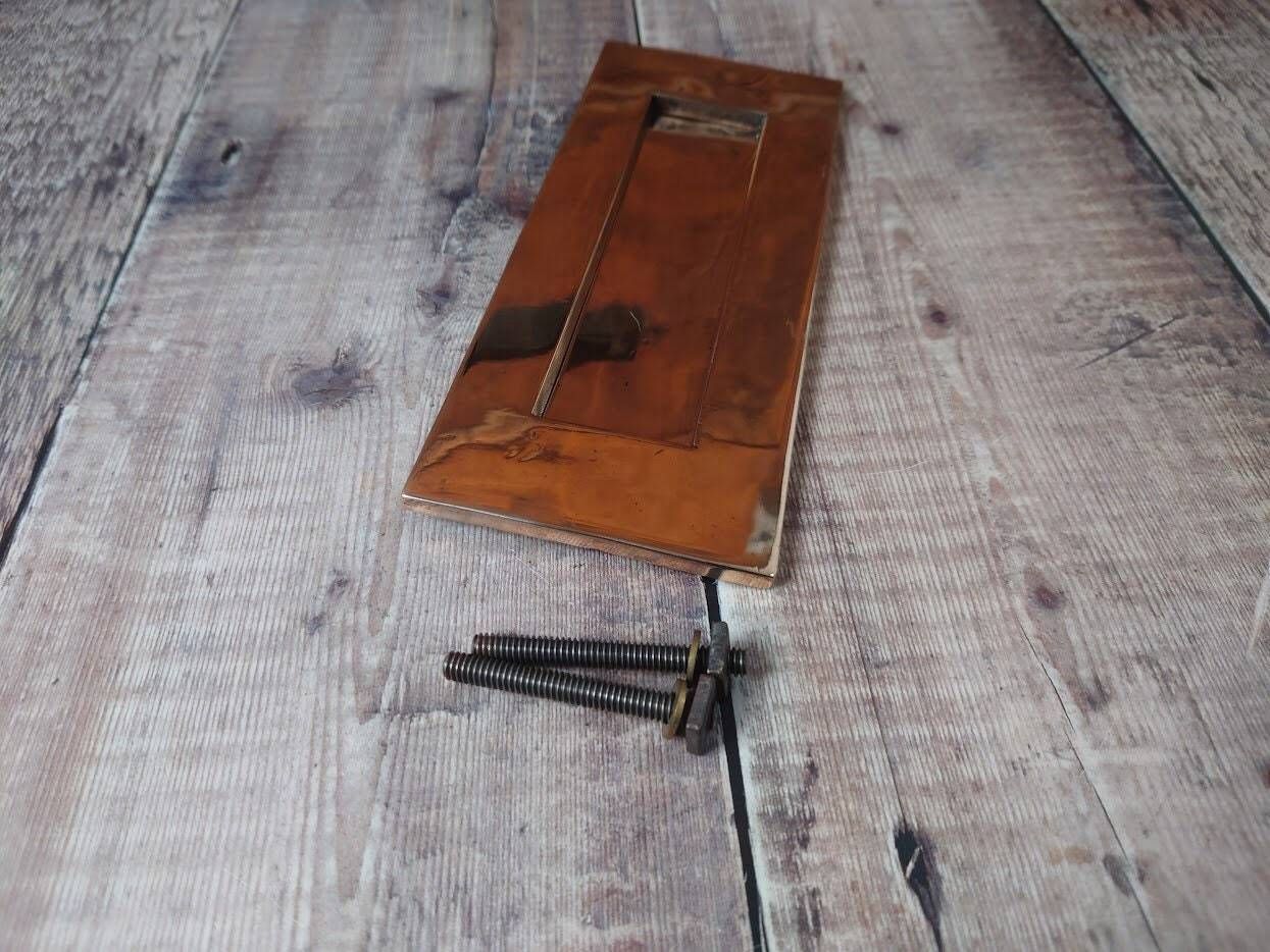 Vintage Copper Brass Door Letter Plate photo vinterior