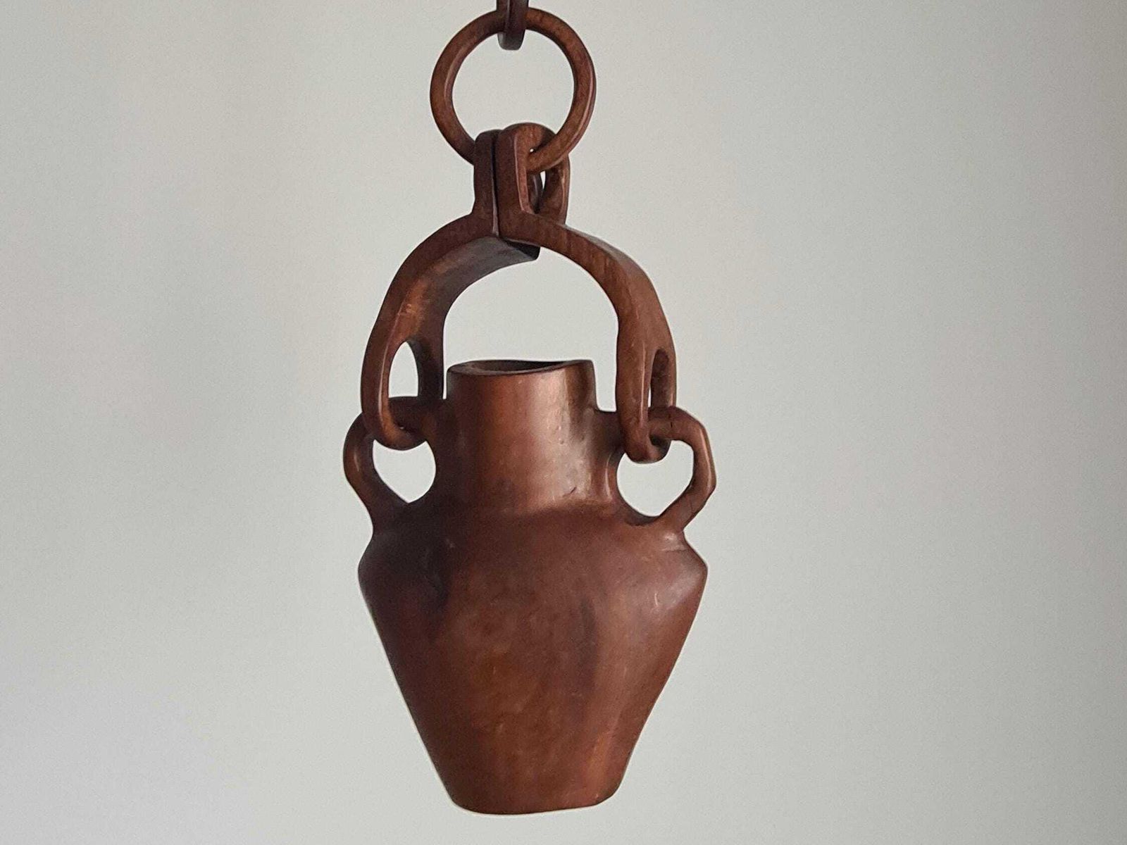 Hanging Vase In Solid Wood Carved From The Mass / Handmade / 1960s / Mid Century / Decoration / 20th Century / Brutalist