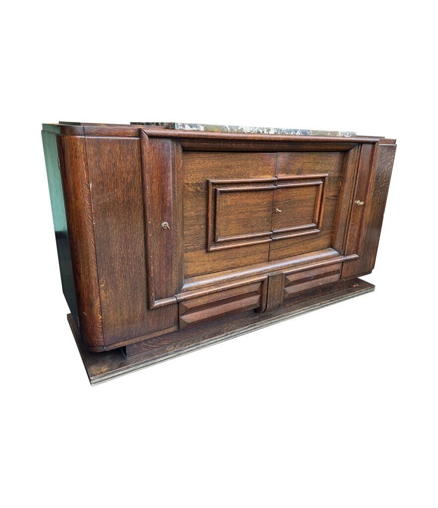 Furniture An Art Deco 1940s Oak Sideboard By Gaston Poisson With Original Marble Top. photo