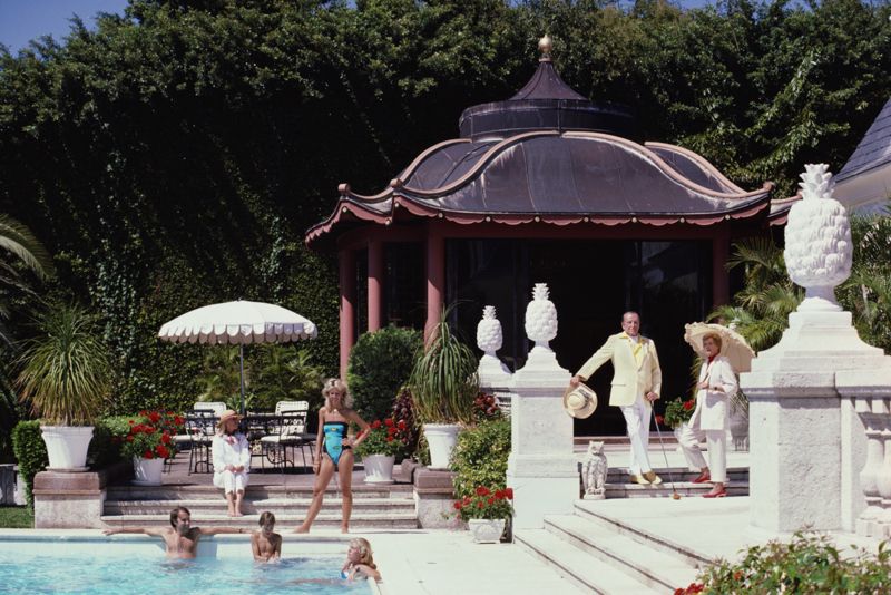 Slim Aarons 'Pagoda Poolhouse' Framed White