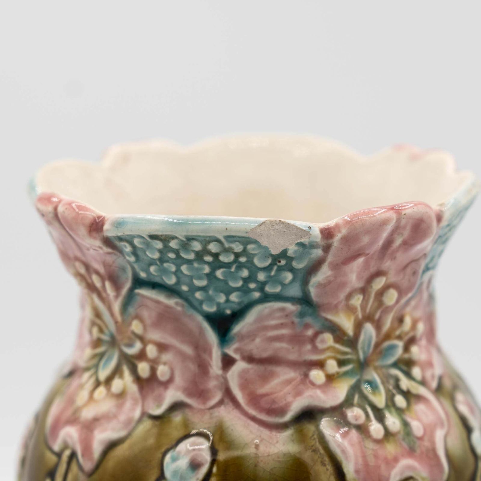 Rare French Art Deco Barbotine Vase   A.G. De Bruyen Fives Lille   C1890s photo buy