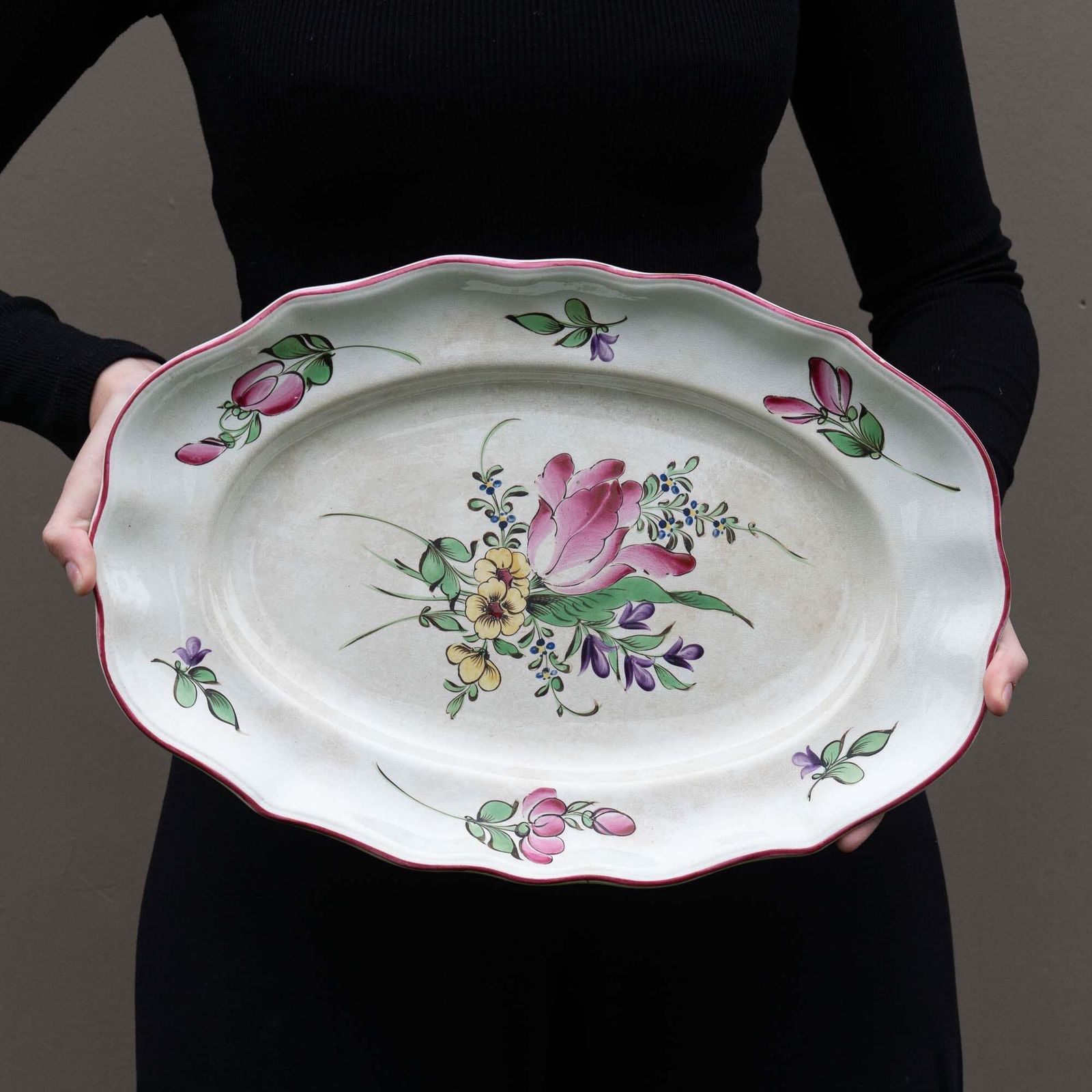 Antique Oval French Platter   Luneville   Early 20th Century photo furniture
