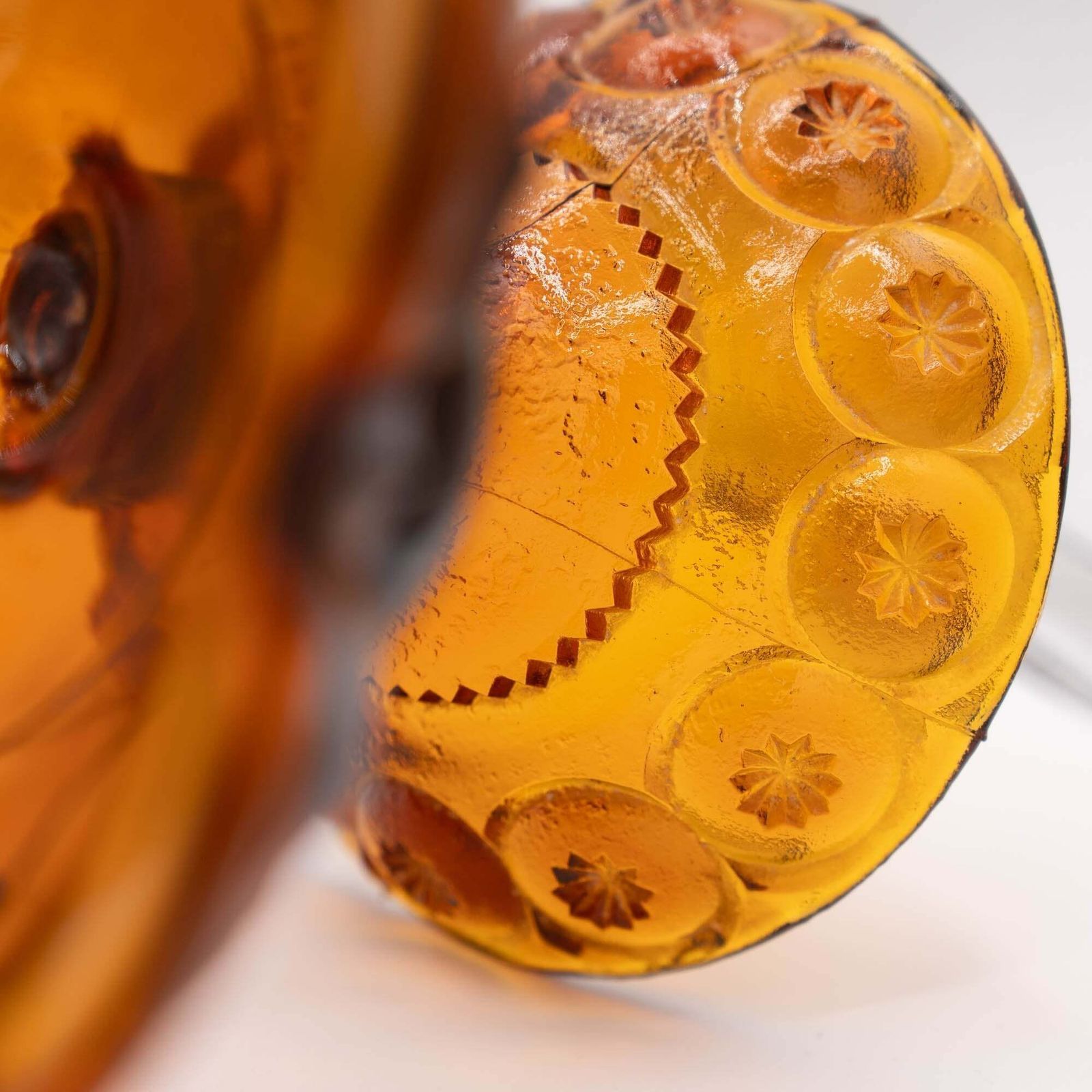 Amber Glass Moon & Stars Pedestal Bowl   Le Smith   C1960s photo buy