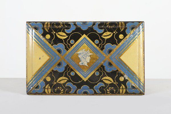 Art Deco French Metal Box Decorated With Mercury, 1930s photo furniture