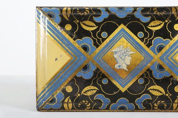 Art Deco French Metal Box Decorated With Mercury, 1930s photo for sale