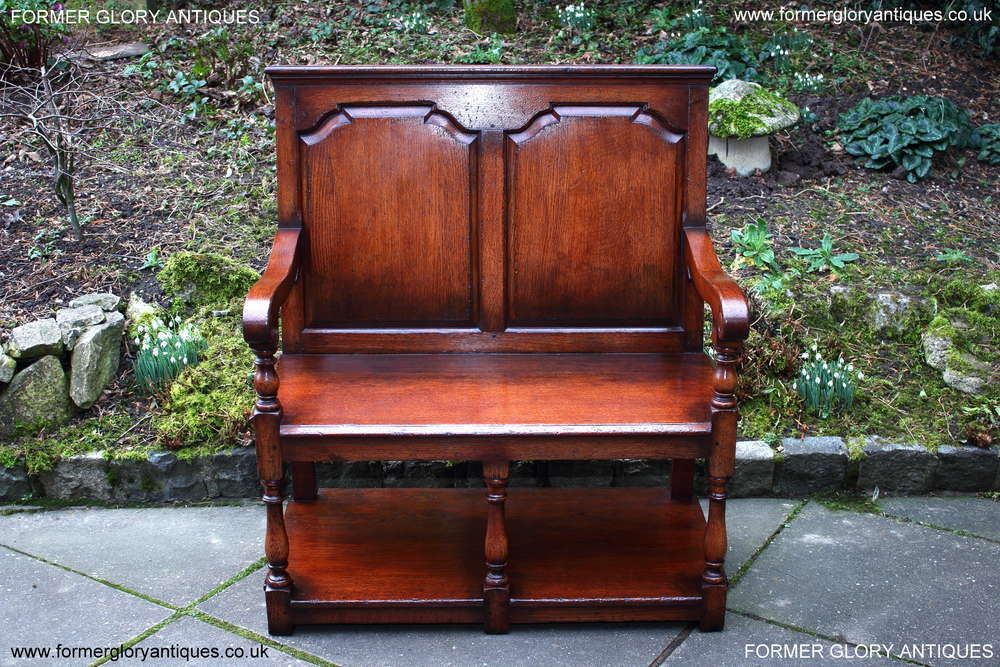 A Titchmarsh And Goodwin Solid Oak Tavern Seat / Settle / Pew / Hall Armchair / Bench