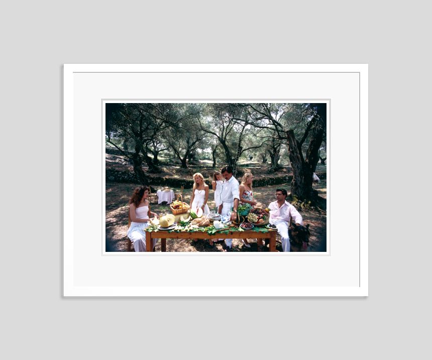Slim Aarons 'Corfu Picnic' Framed White photo furniture