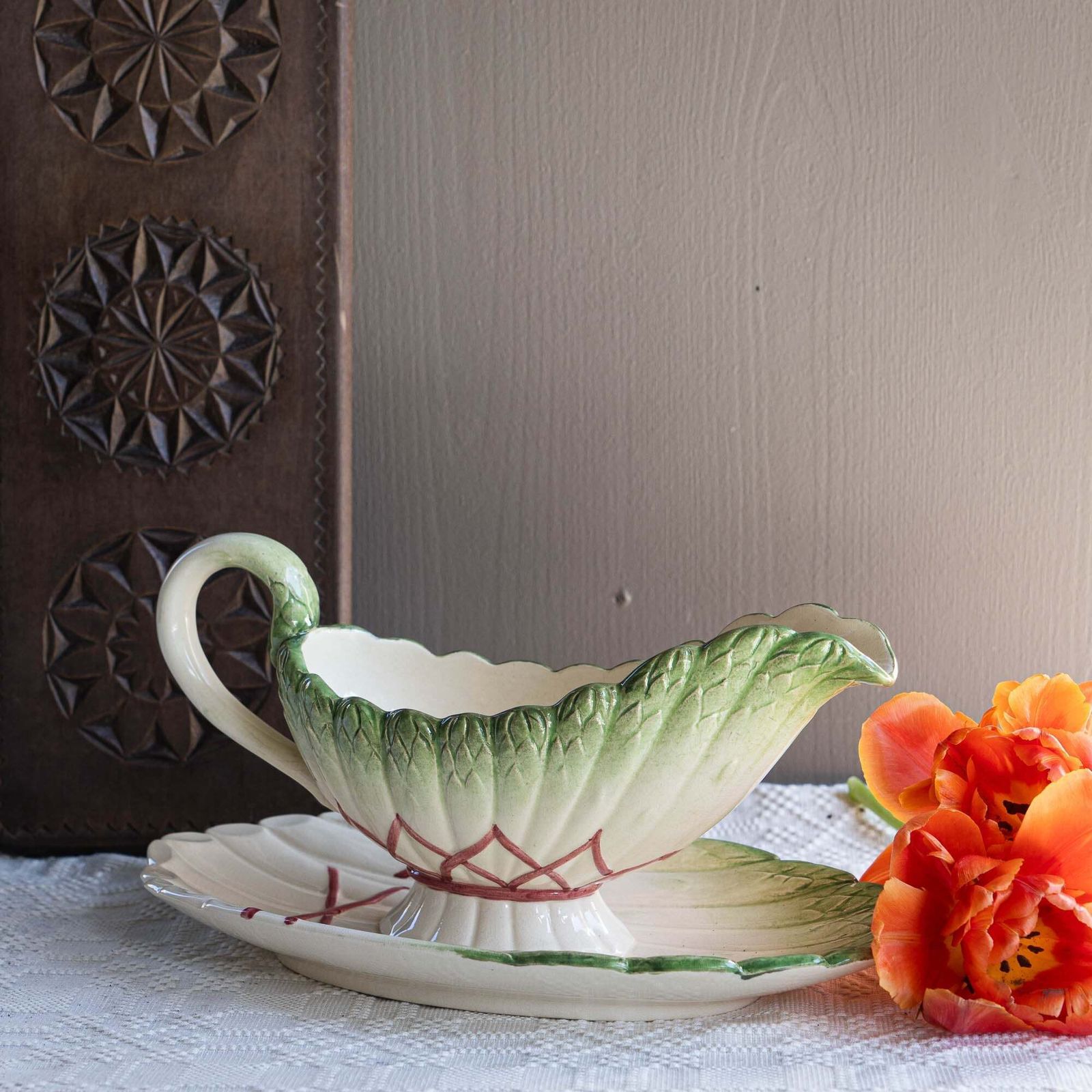 Antique Asparagus Gravy Boat   Sarreguemines   1870s photo furniture