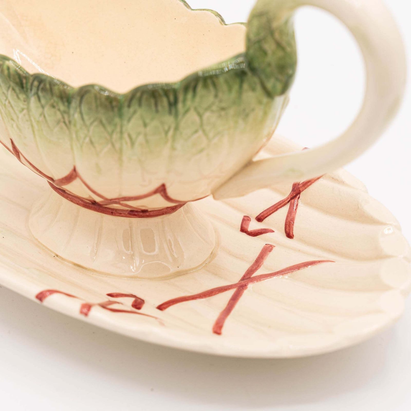 photo furniture Antique Asparagus Gravy Boat   Sarreguemines   1870s