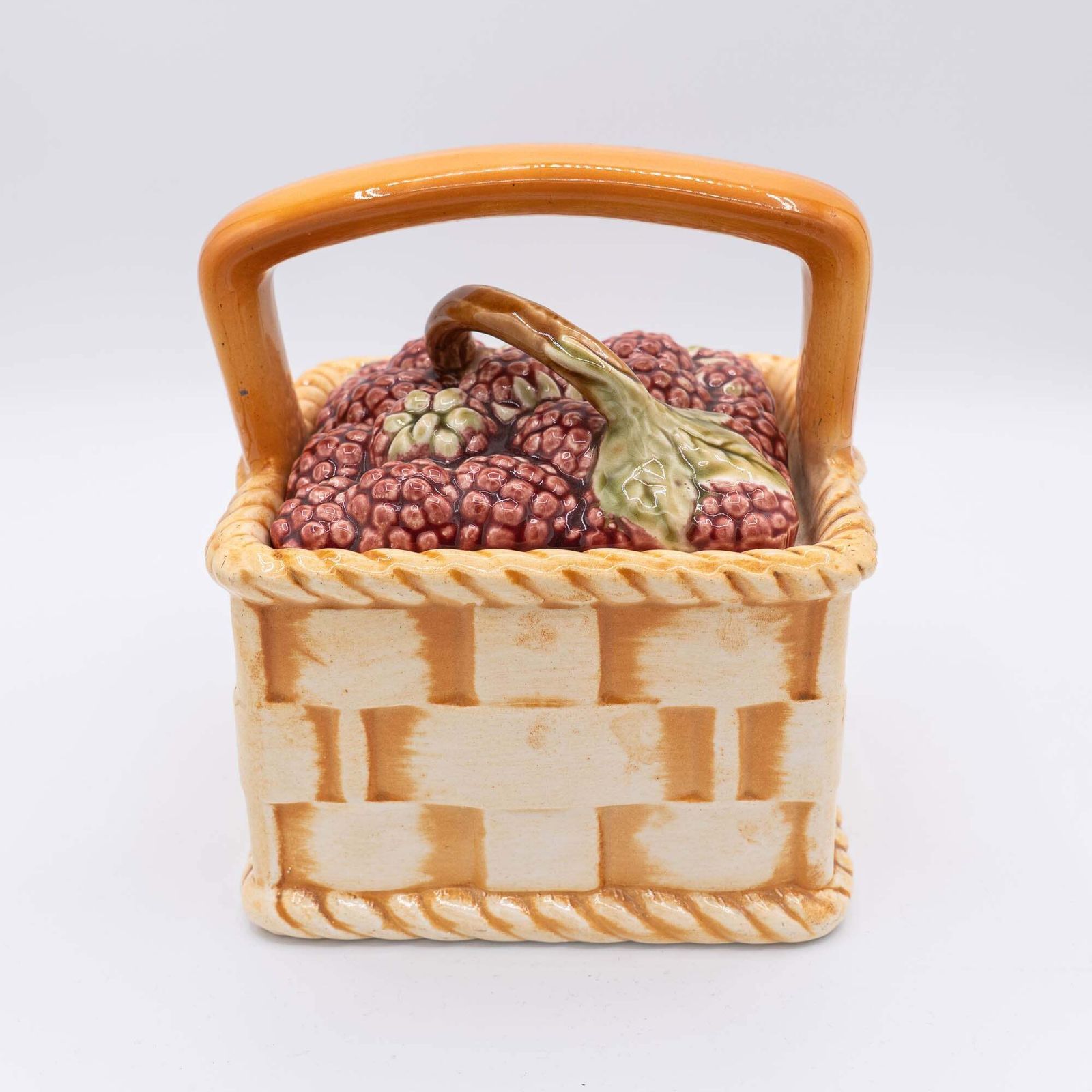 Antique French Majolica Fruit Basket   Sarreguemines   1890s