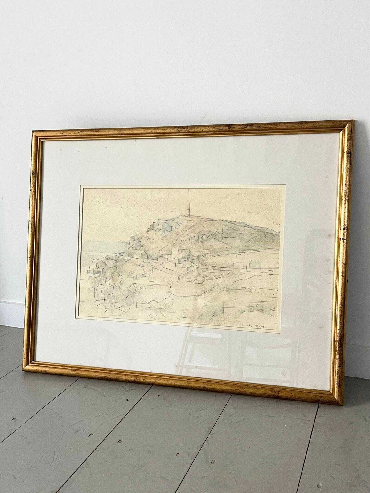 Realist Bristol Landscape Drawing By John David Ferguson 20th Century Original Artwork, Framed And Glazed photo furniture