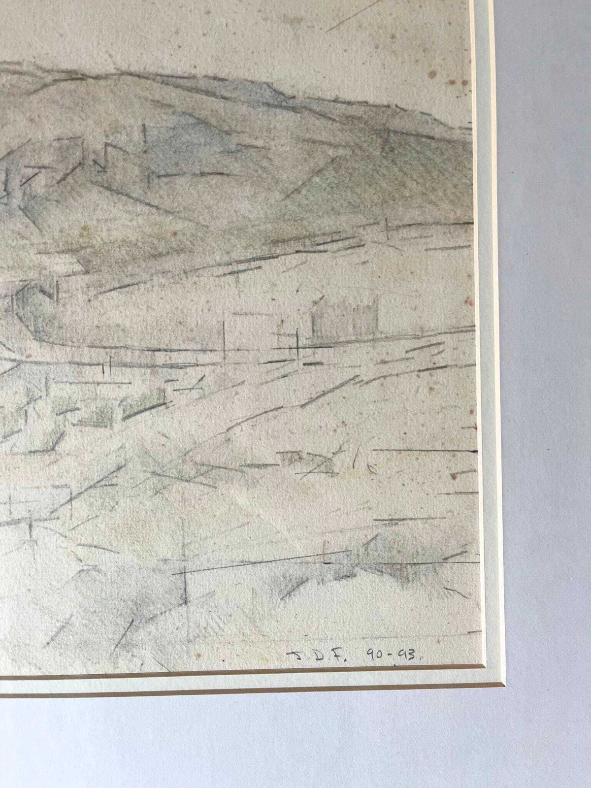 Realist Bristol Landscape Drawing By John David Ferguson 20th Century Original Artwork, Framed And Glazed photo for sale