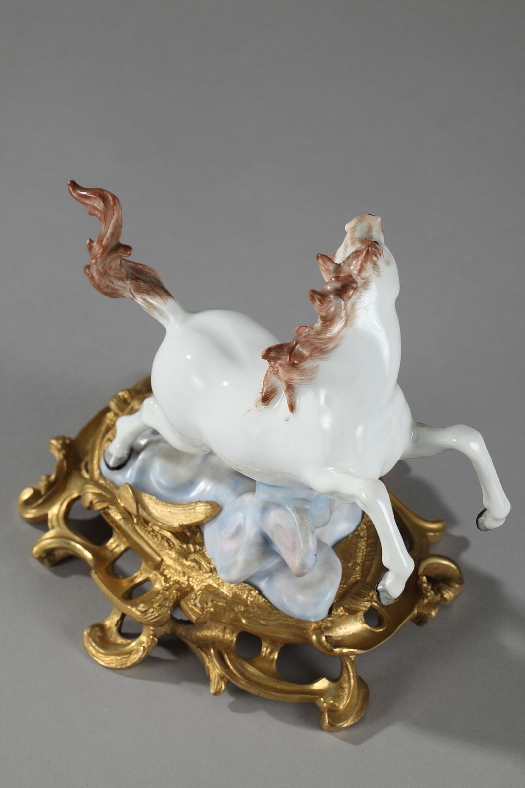 Pair Of Ormolu Mounted Porcelain Horses By The Samson Factory photo vintage
