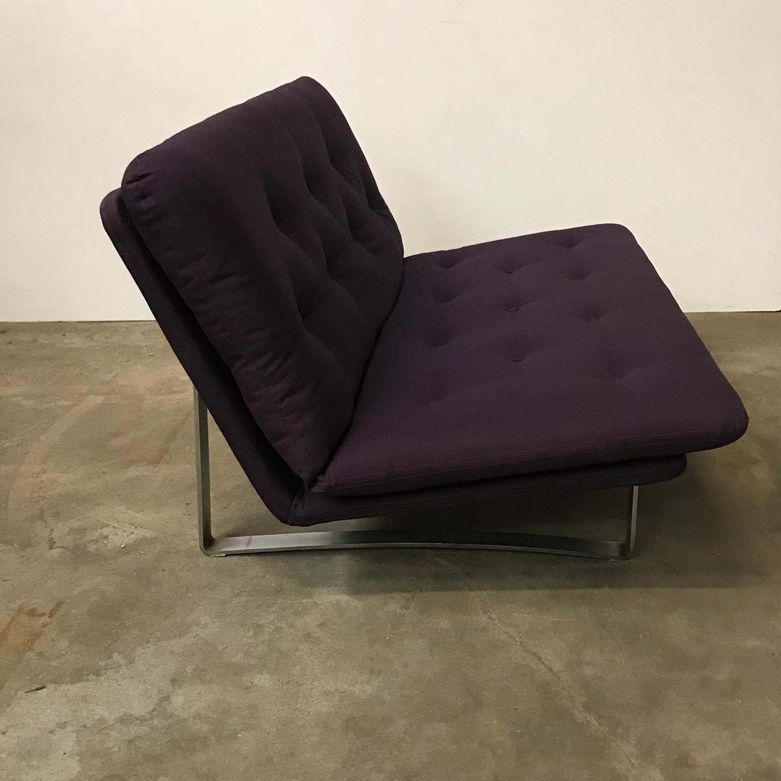 1968, Kho Liang Ie For Artifort, Chrome Base 2 Seat, Redone In Purple Fabric photo for sale