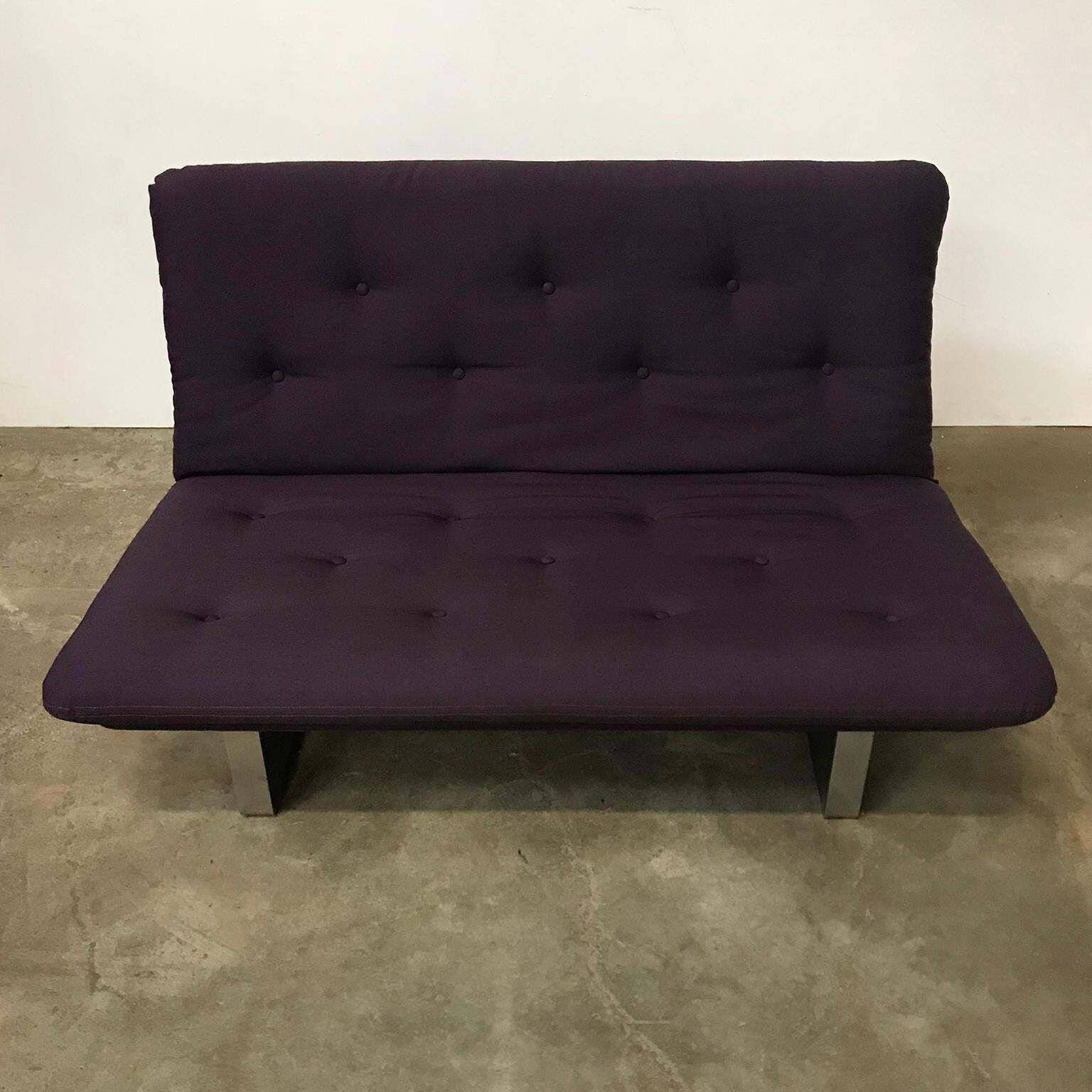 1968, Kho Liang Ie For Artifort, Chrome Base 2 Seat, Redone In Purple Fabric photo vinterior