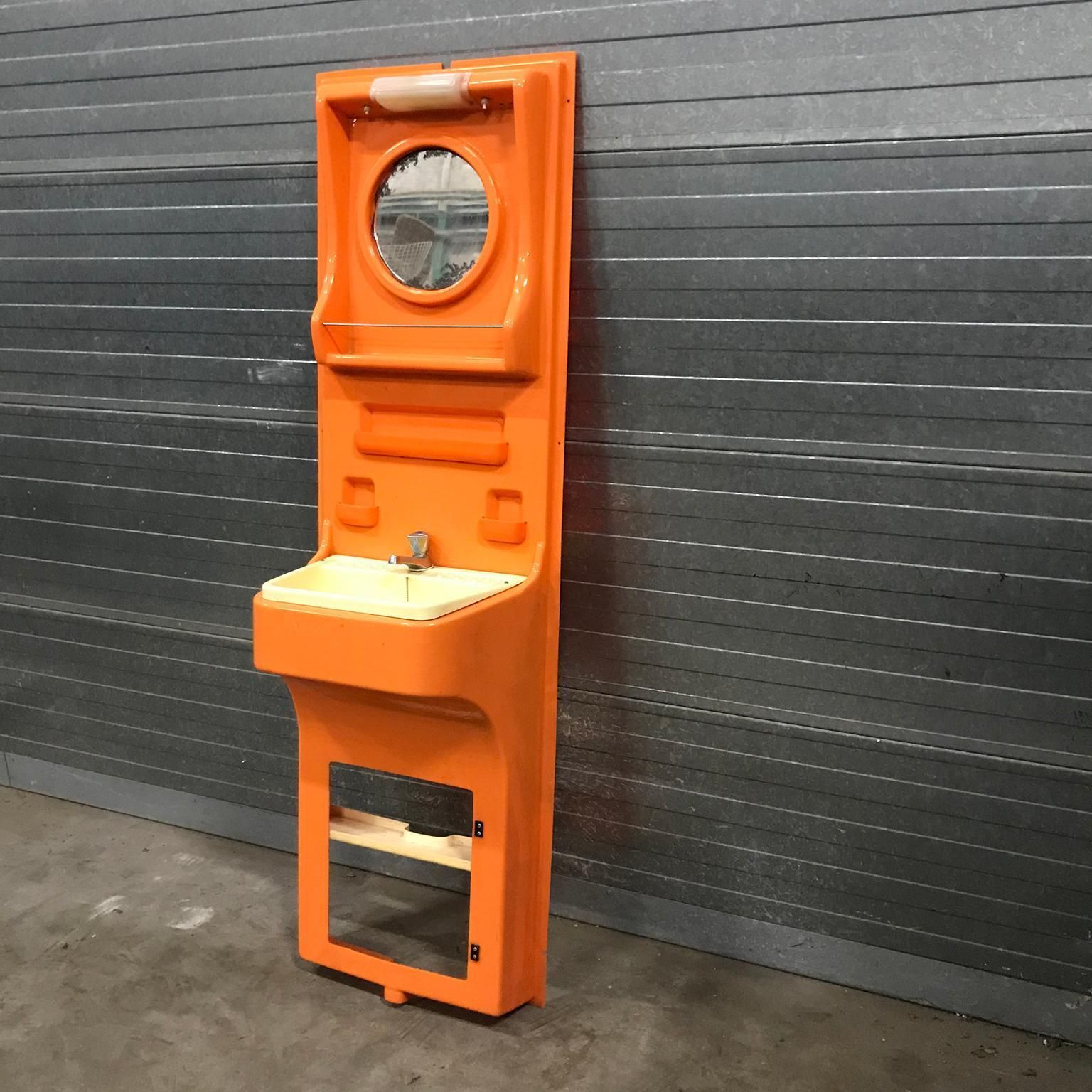 Very Rare, Original 1960s Orange Plastic Washstand By Vidal, Spain photo for sale