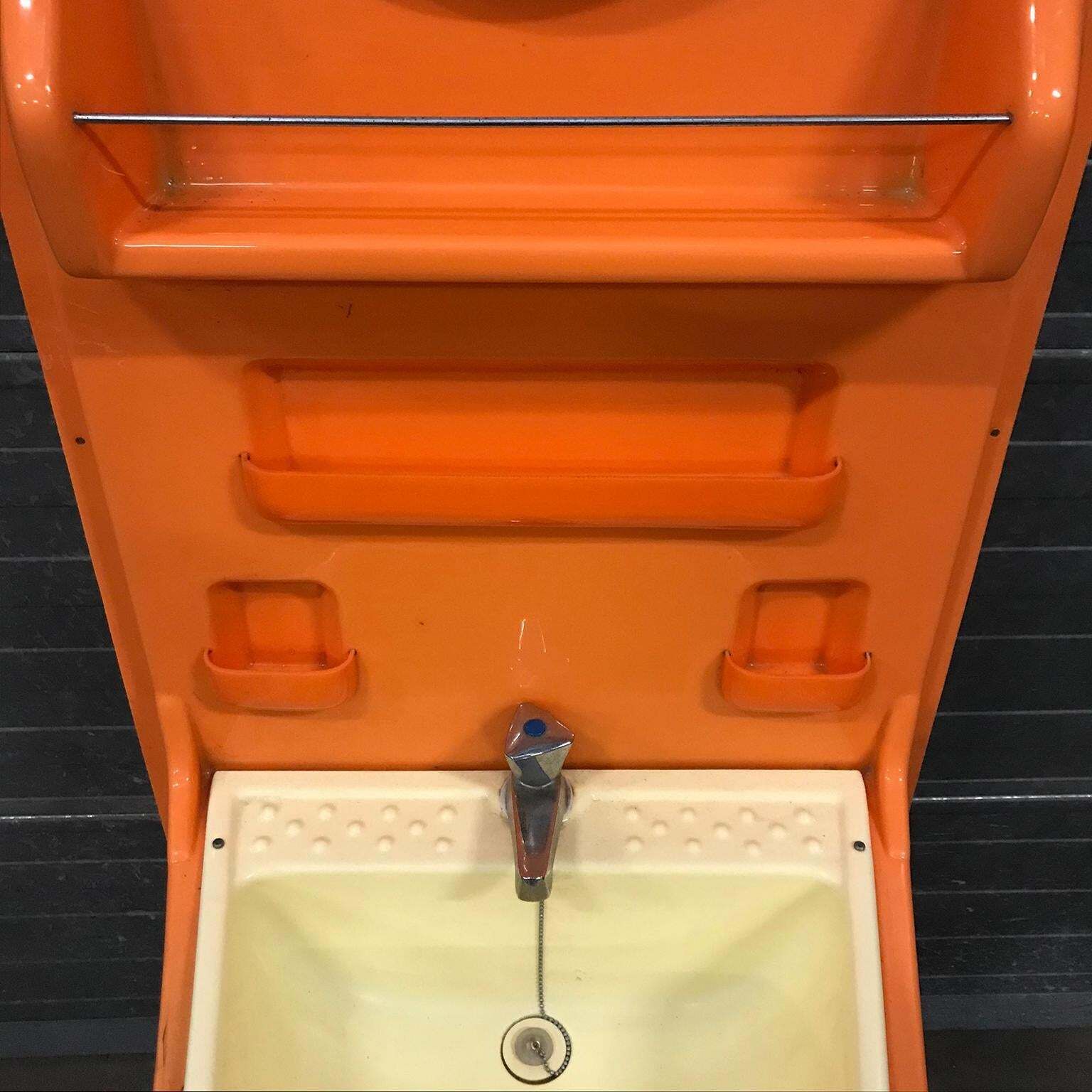 Very Rare, Original 1960s Orange Plastic Washstand By Vidal, Spain photo buy