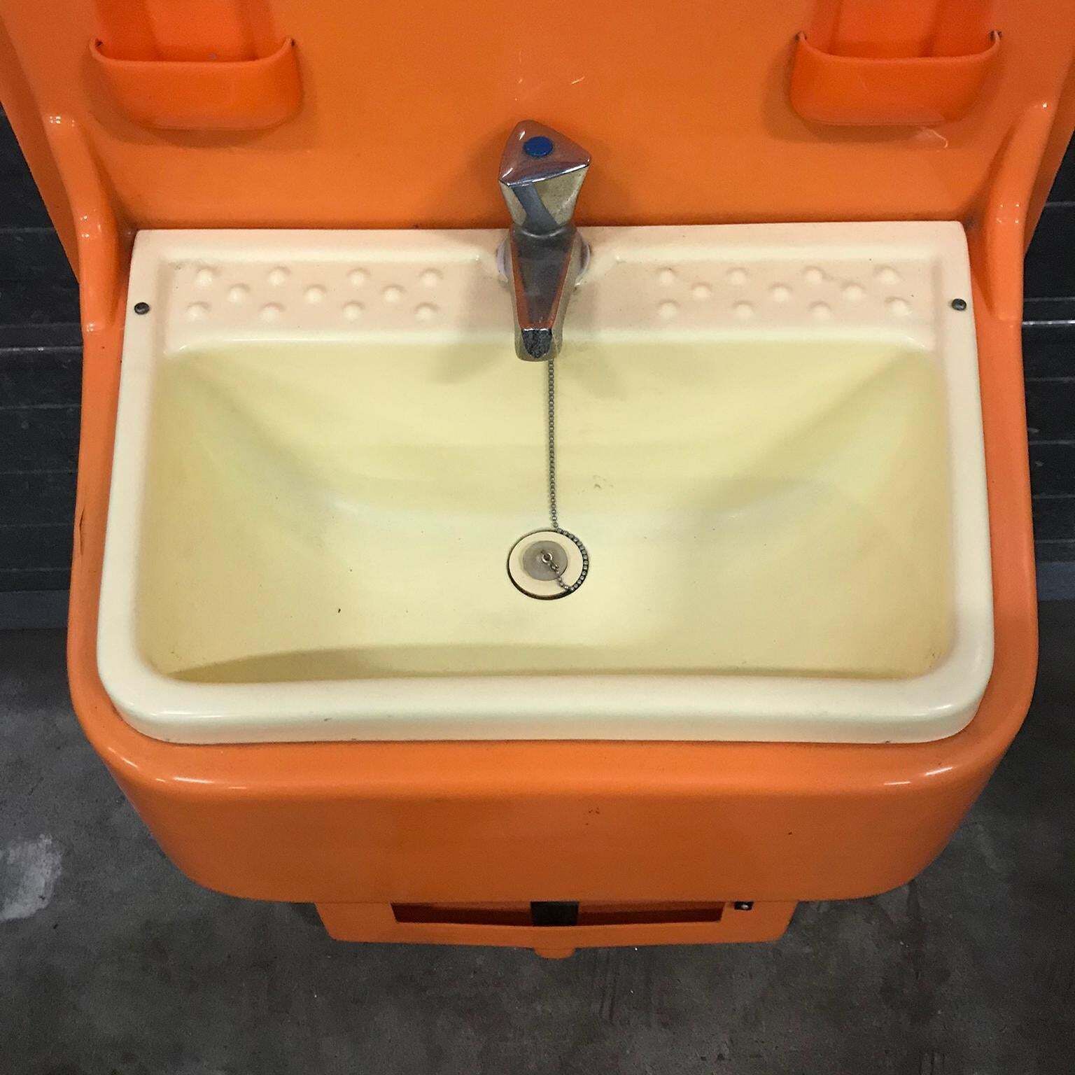 Very Rare, Original 1960s Orange Plastic Washstand By Vidal, Spain photo vintage