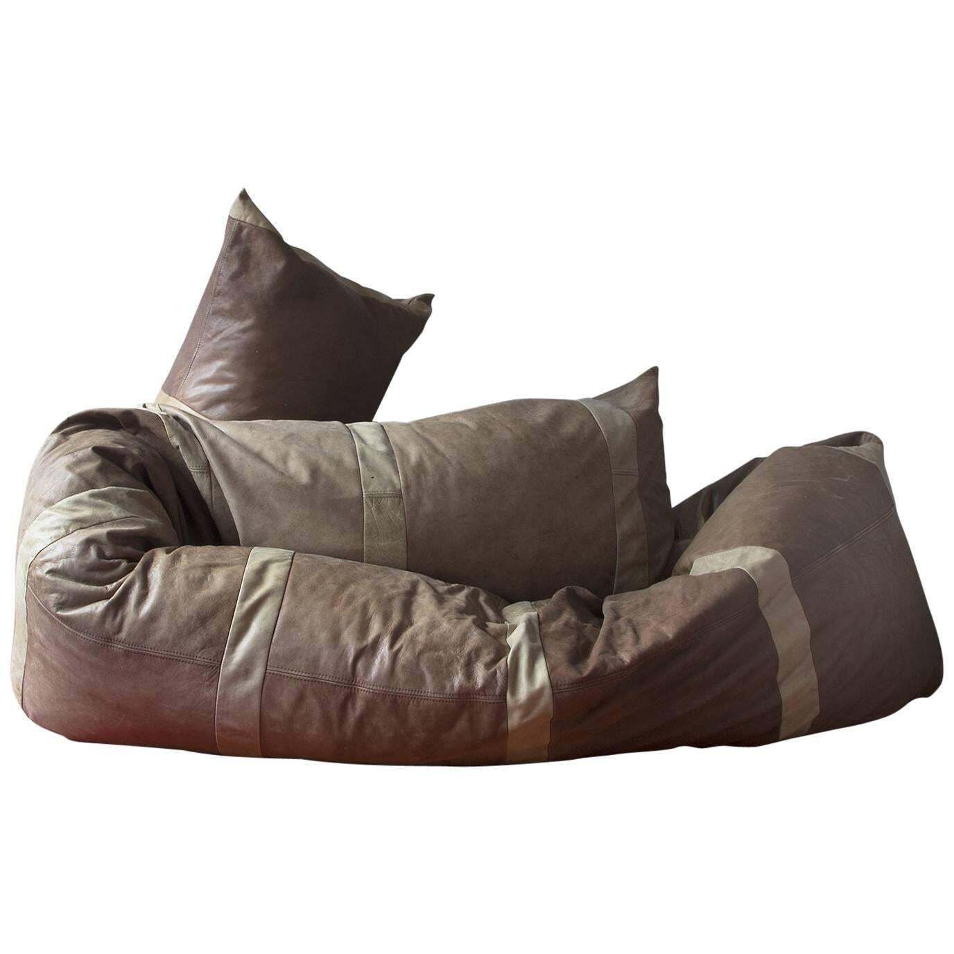 1960, Hans Roebers, Original Snake Couch In Beautiful Soft Brown Leather