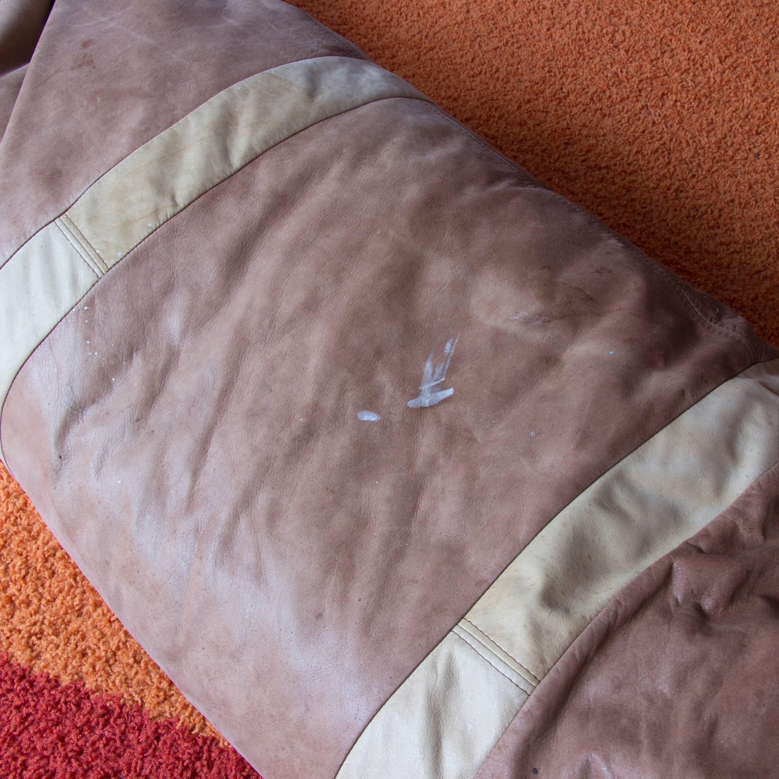 photo furniture 1960, Hans Roebers, Original Snake Couch In Beautiful Soft Brown Leather