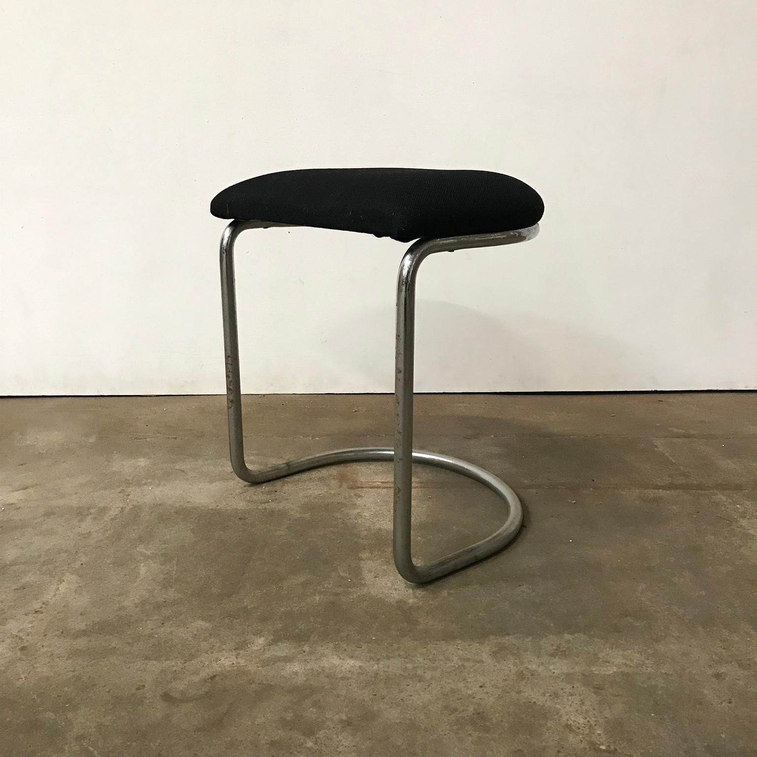 W.H. Gispen For Gispen, For Make Up Tabouret In Chrome And Black, Circa 1930 photo furniture
