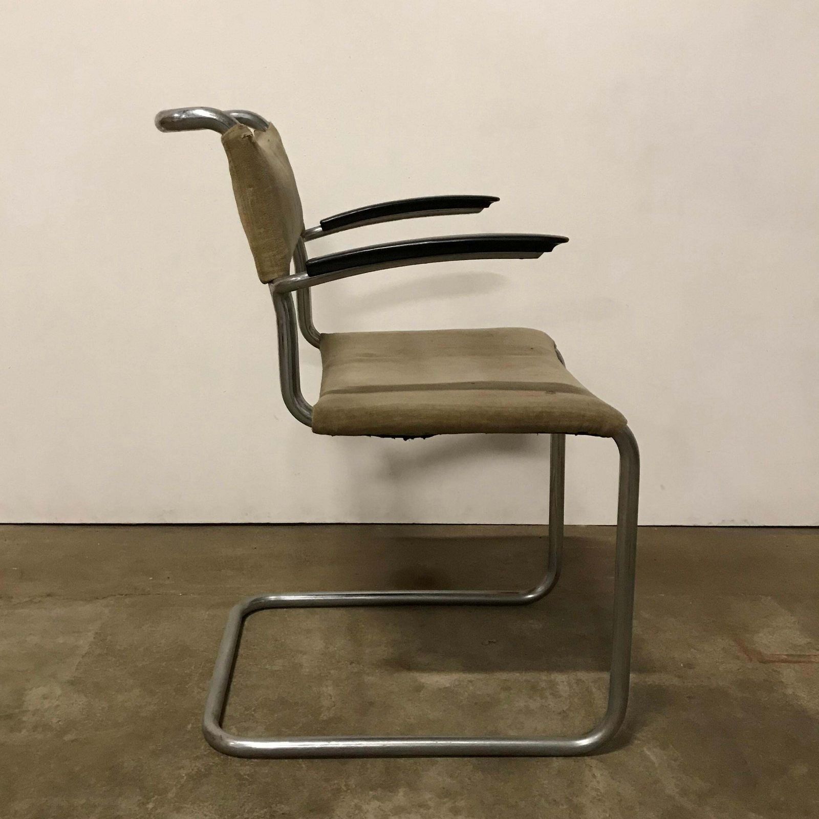 1930, W.H. Gispen, Original Very Early 204 Chair With Horse Hair Filling photo for sale