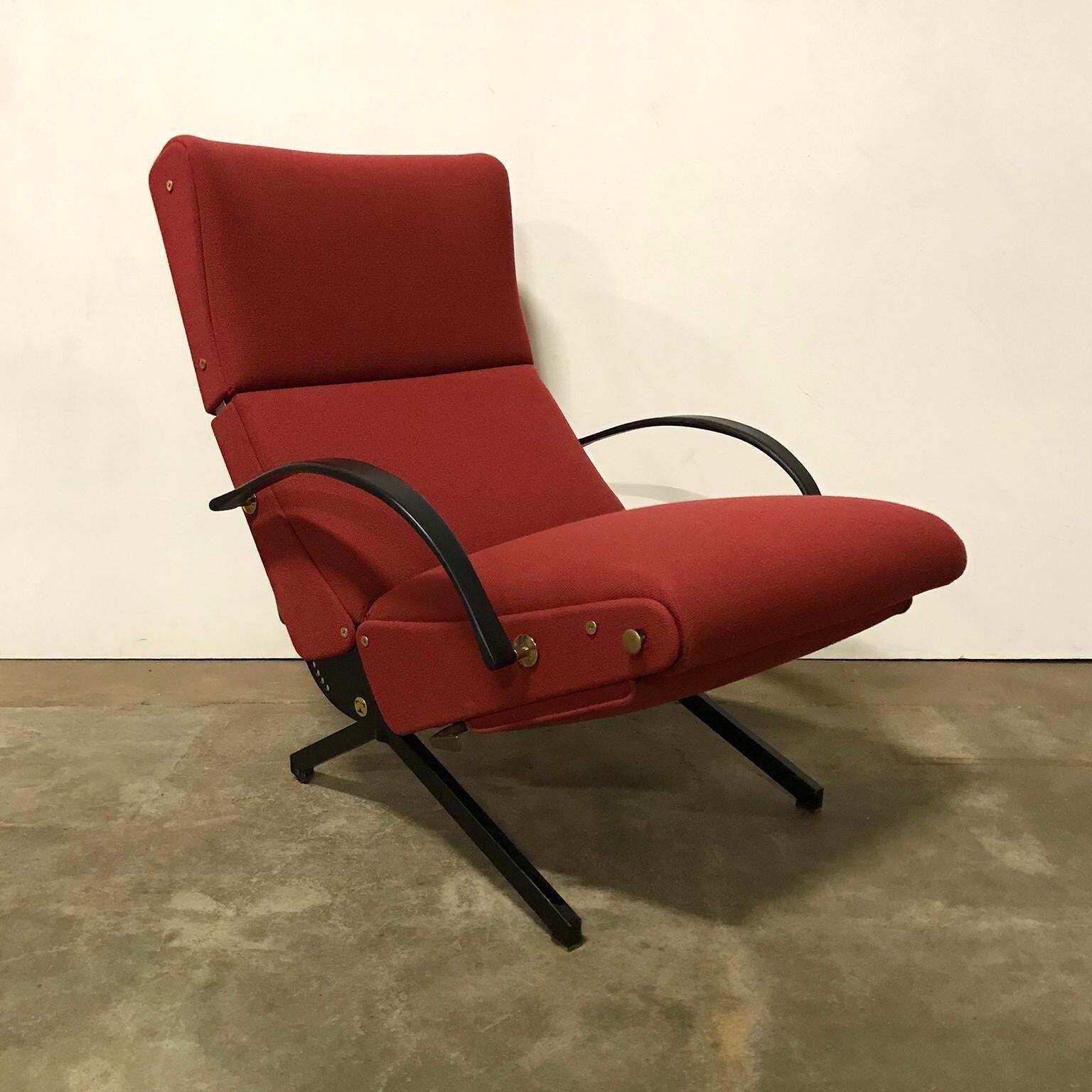 1956, Osvaldo Borsani, P40 Adjustable Lounge Chair In Terra Red Fabric photo for sale