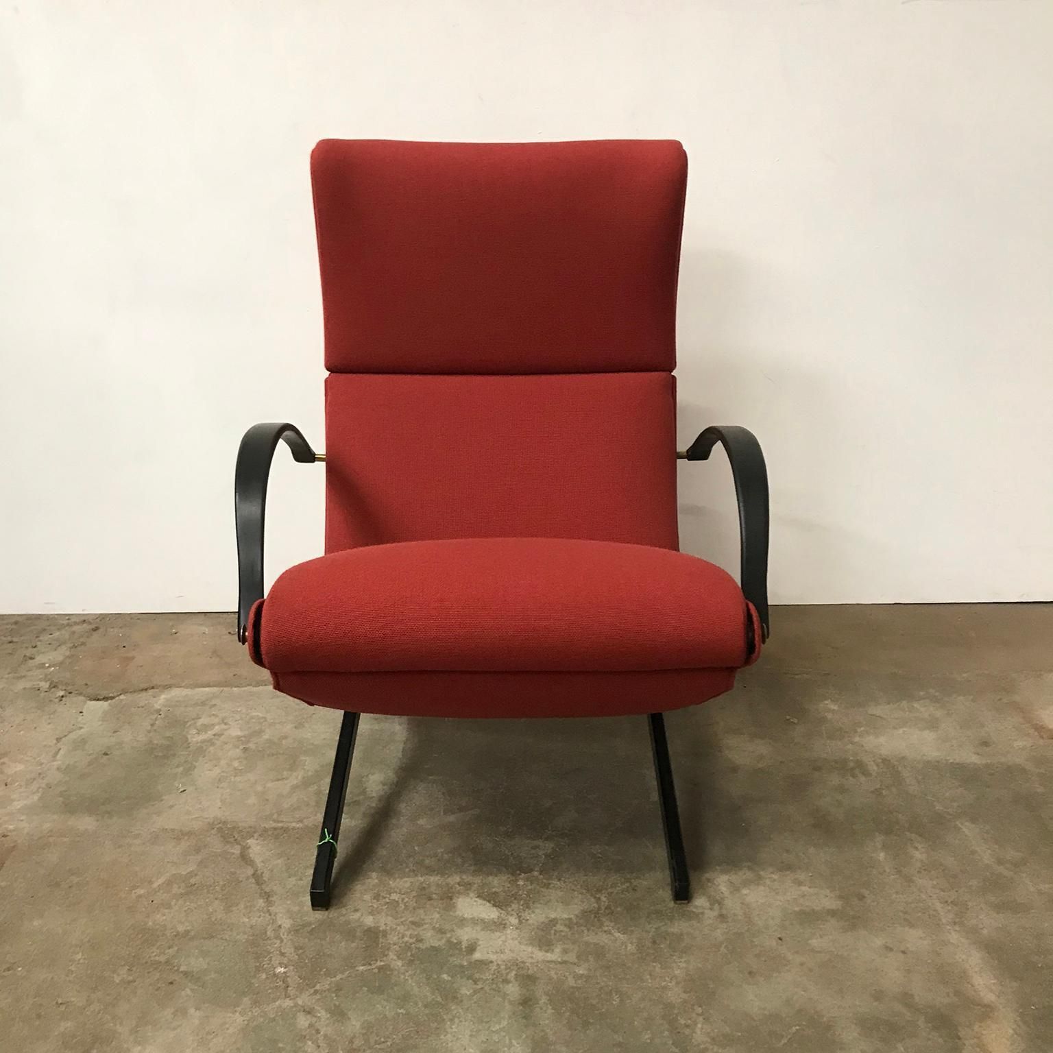 1956, Osvaldo Borsani, P40 Adjustable Lounge Chair In Terra Red Fabric photo vintage