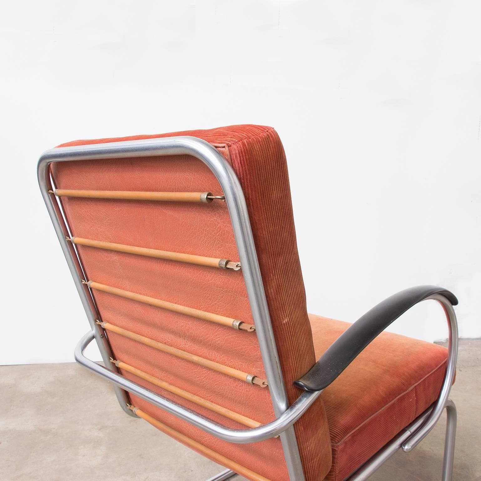 1933, W.H. Gispen For Gispen Culemborg, Easy Chair 409 In Terra Cotta photo vintage
