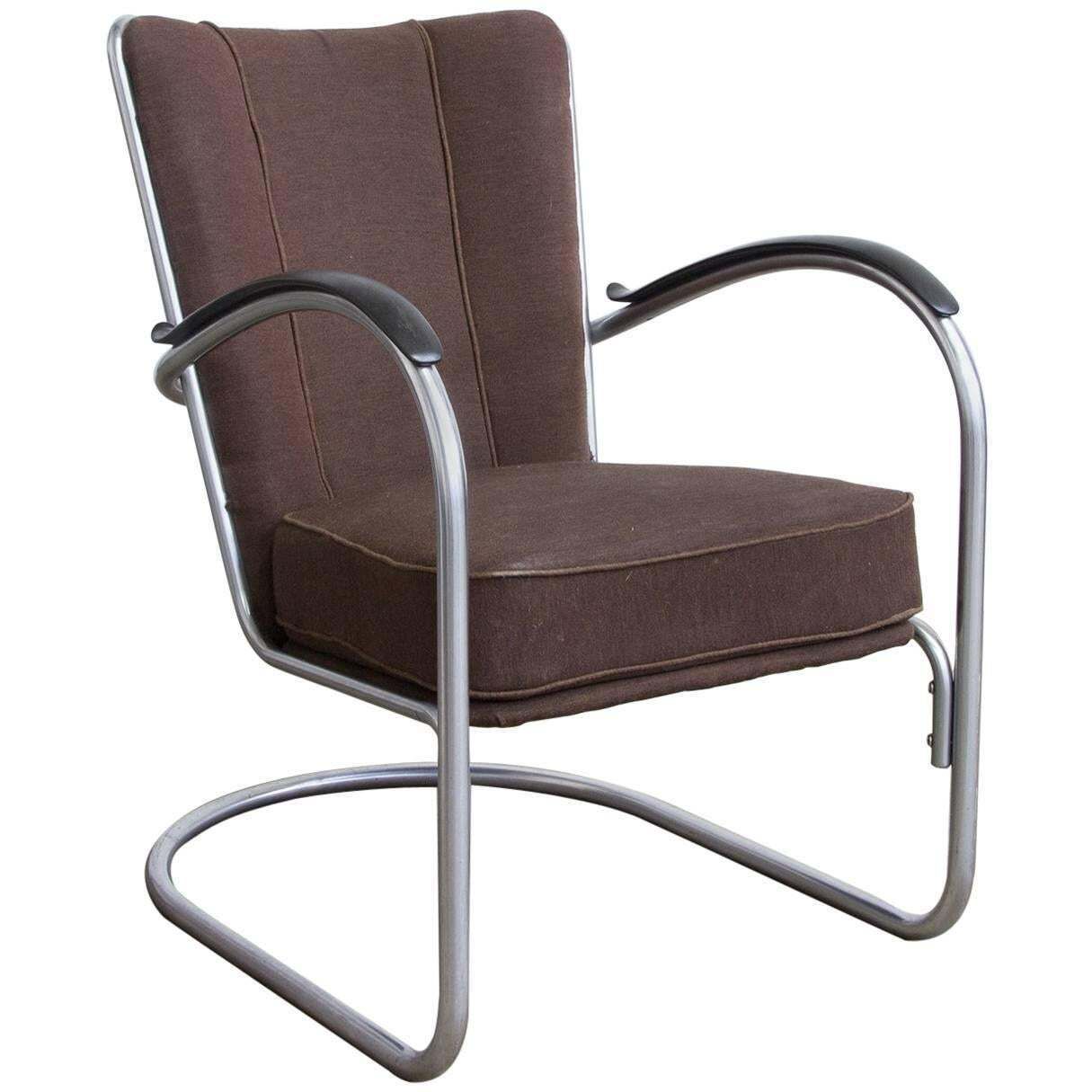1932, W.H. Gispen For Gispen, 412 Easy Chair In It's Original Fabric