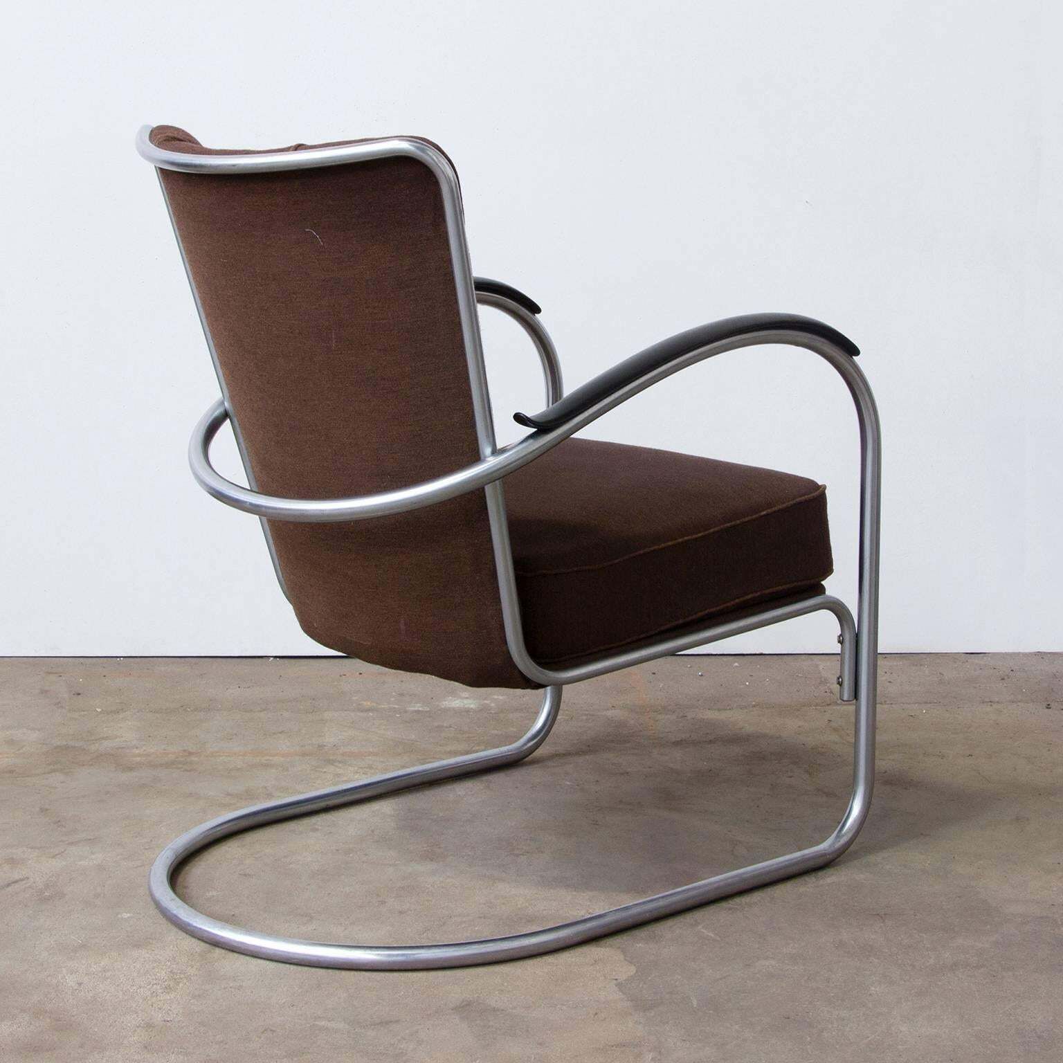 1932, W.H. Gispen For Gispen, 412 Easy Chair In It's Original Fabric photo for sale