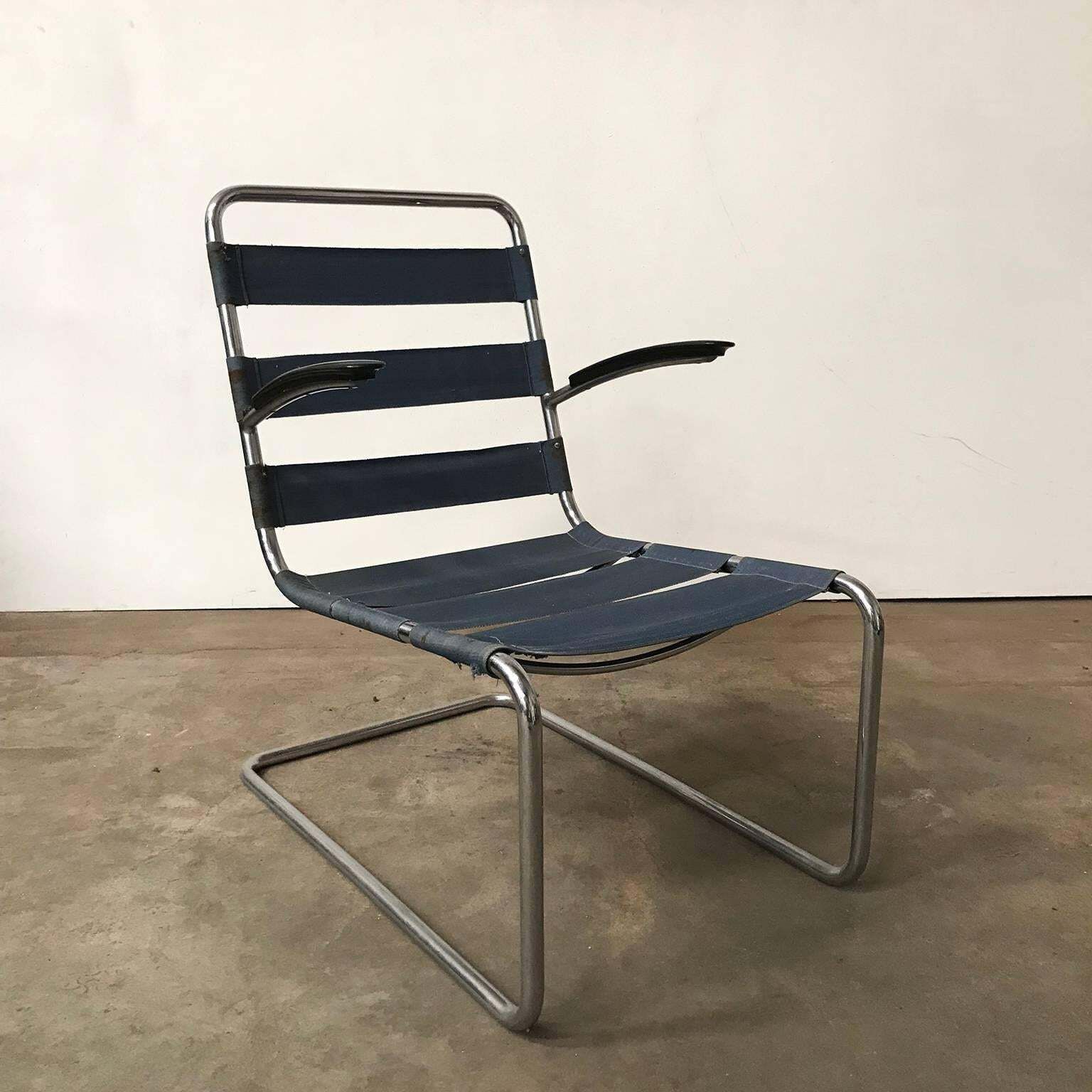 1935, W.H. Gispen For Gispen, Pre War Easy Chair 411 Without Cushions photo furniture