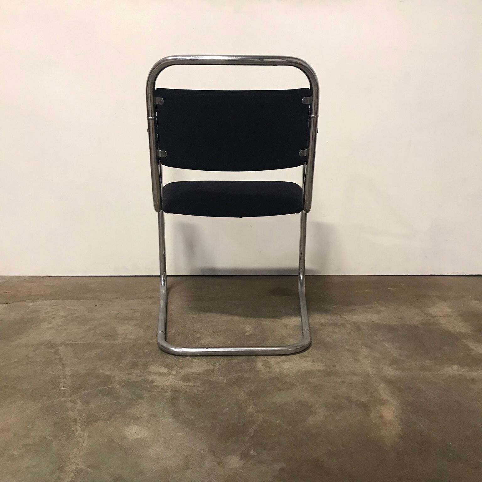 Dutch Design, Set Of Original Tubular Chairs With Black Upholstery, Circa 1930 photo 2261.0