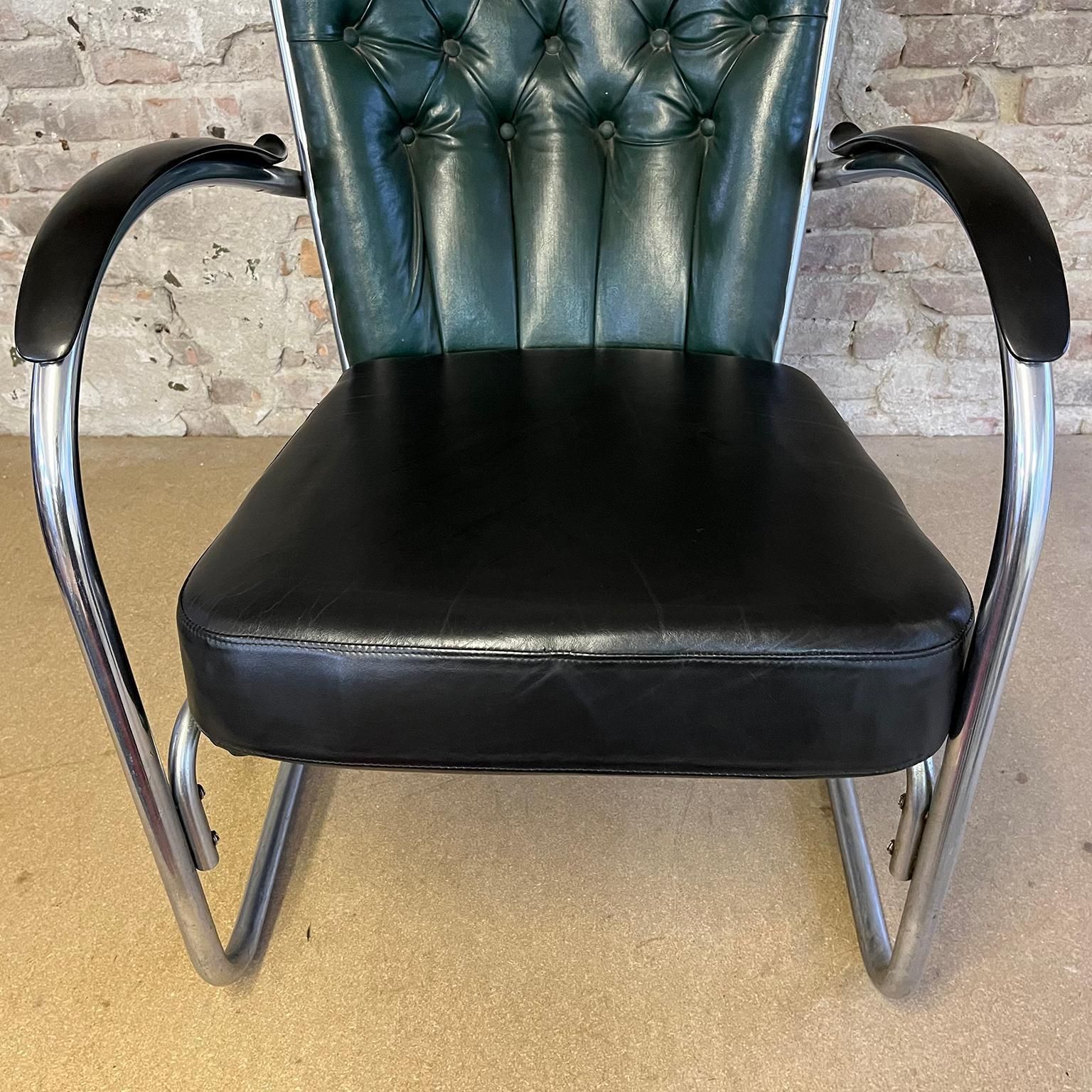 photo for sale Gispen 412 Padded, Dark Green And Black Cushions Leather Upholstery