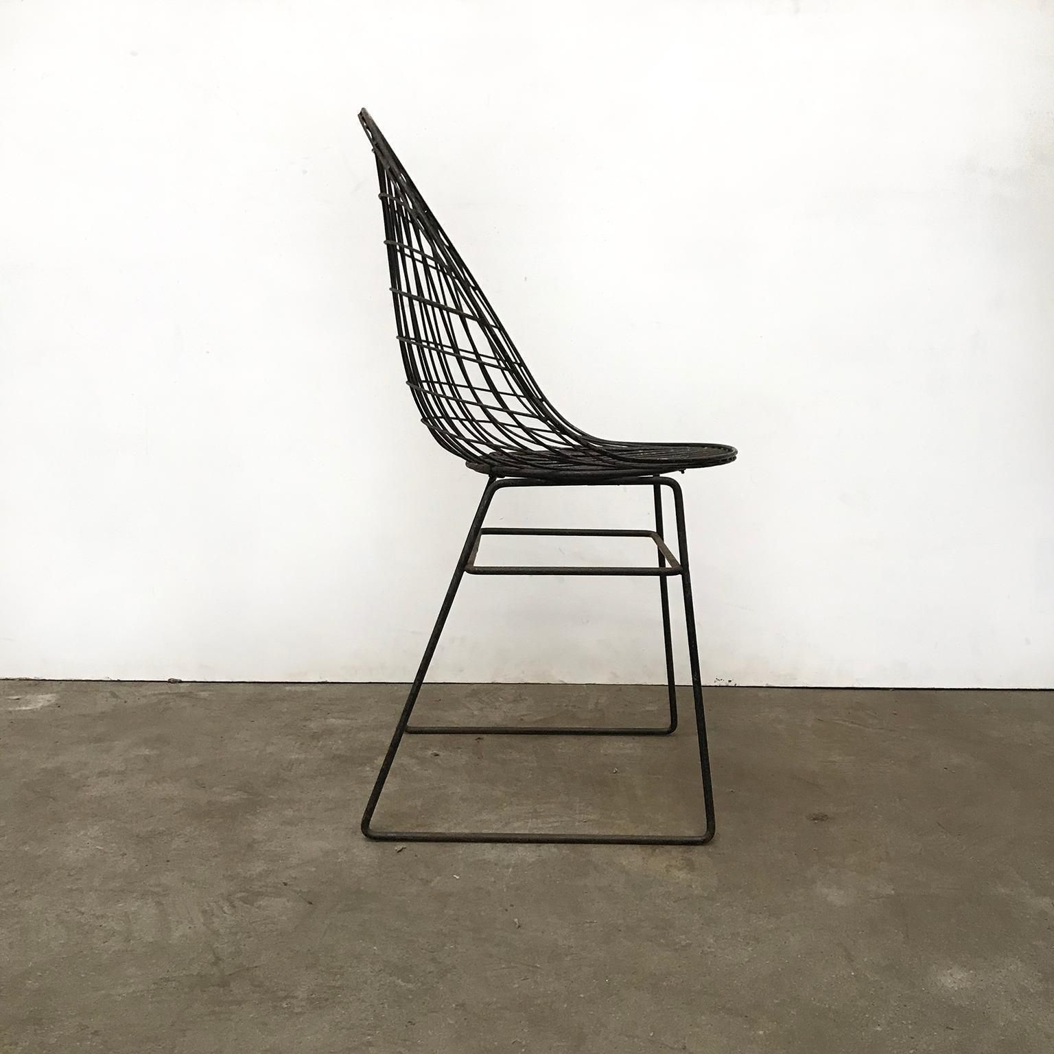 Black Wire Dining Chair With Beautiful Curves And Elegant Silhouet, Circa 1960 photo Furniture