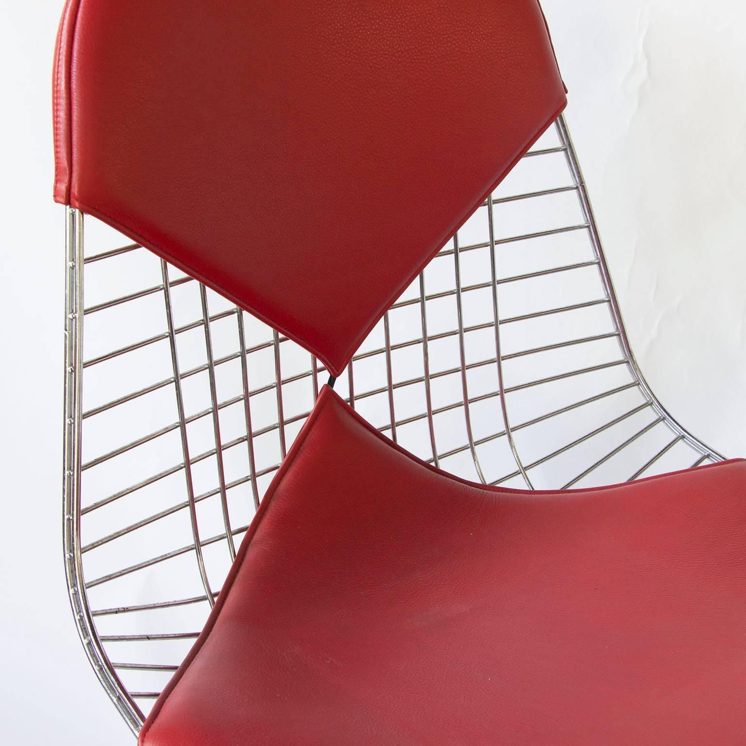 1950, Charles And Ray Eames, Set Of Four Dkr Chairs Red Leather Bikinis photo 2218.0