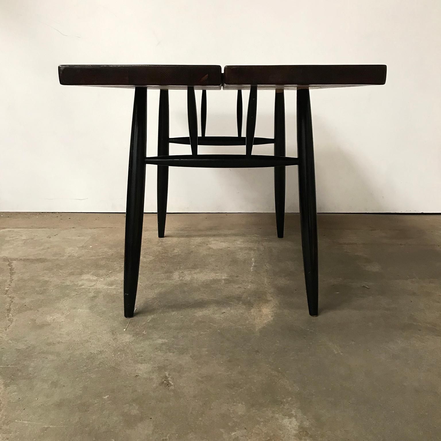 1955, Ilmari Tapiovaara, Pirkka Table With; Red Brown Wooden Top photo furniture