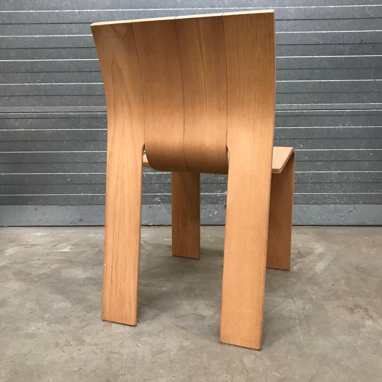1974, Gijs Bakker For Castelijn, Set Of Stackable Bended Wood Strip Chairs photo vinterior