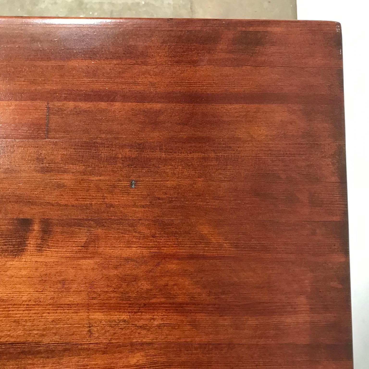 photo vinterior 1955, Ilmari Tapiovaara, Pirkka Table With; Red Brown Wooden Top