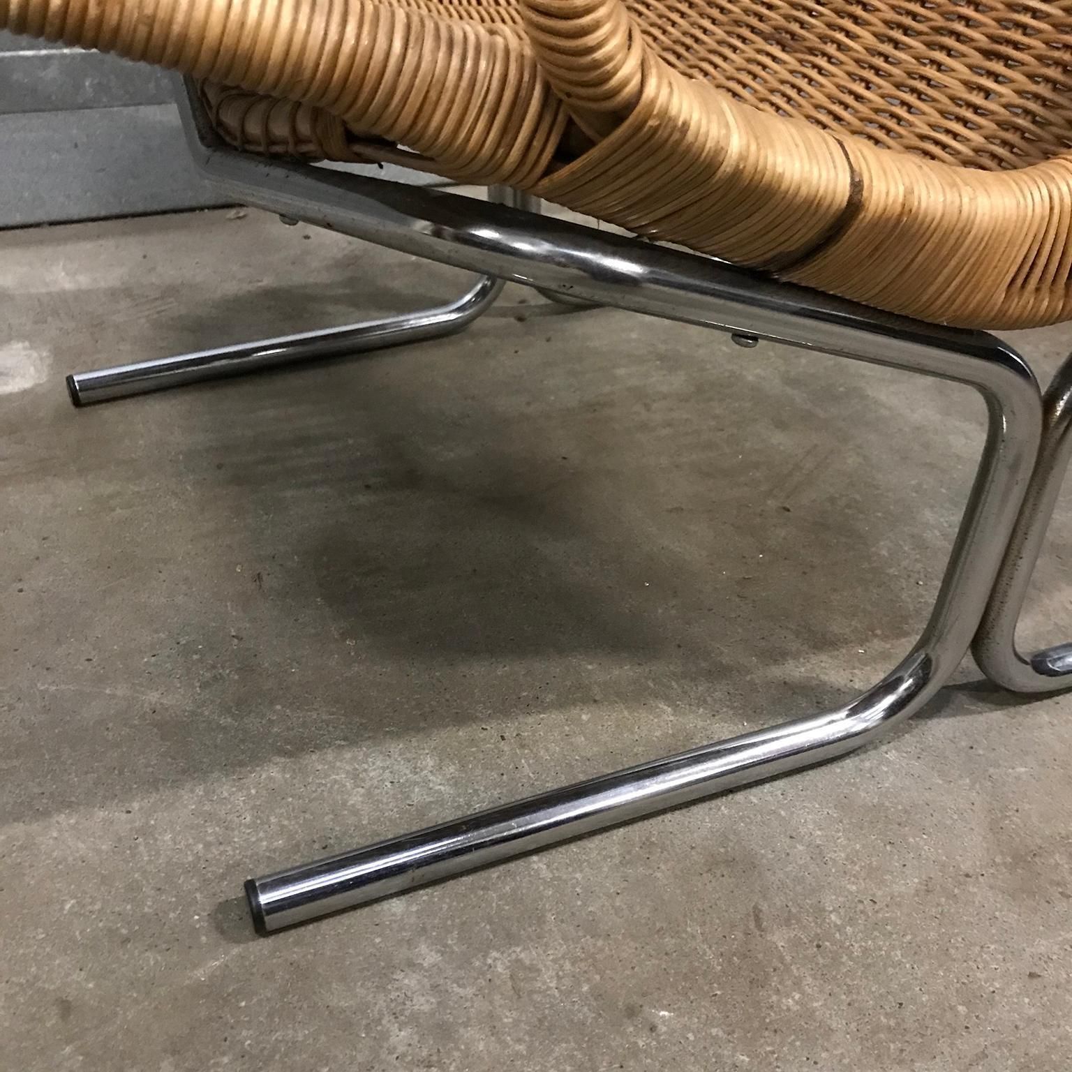 1066.0 1961 Dirk Van Sliedregt, Rare 514 Original Wicker Lounge Chair With Chrome Base photo