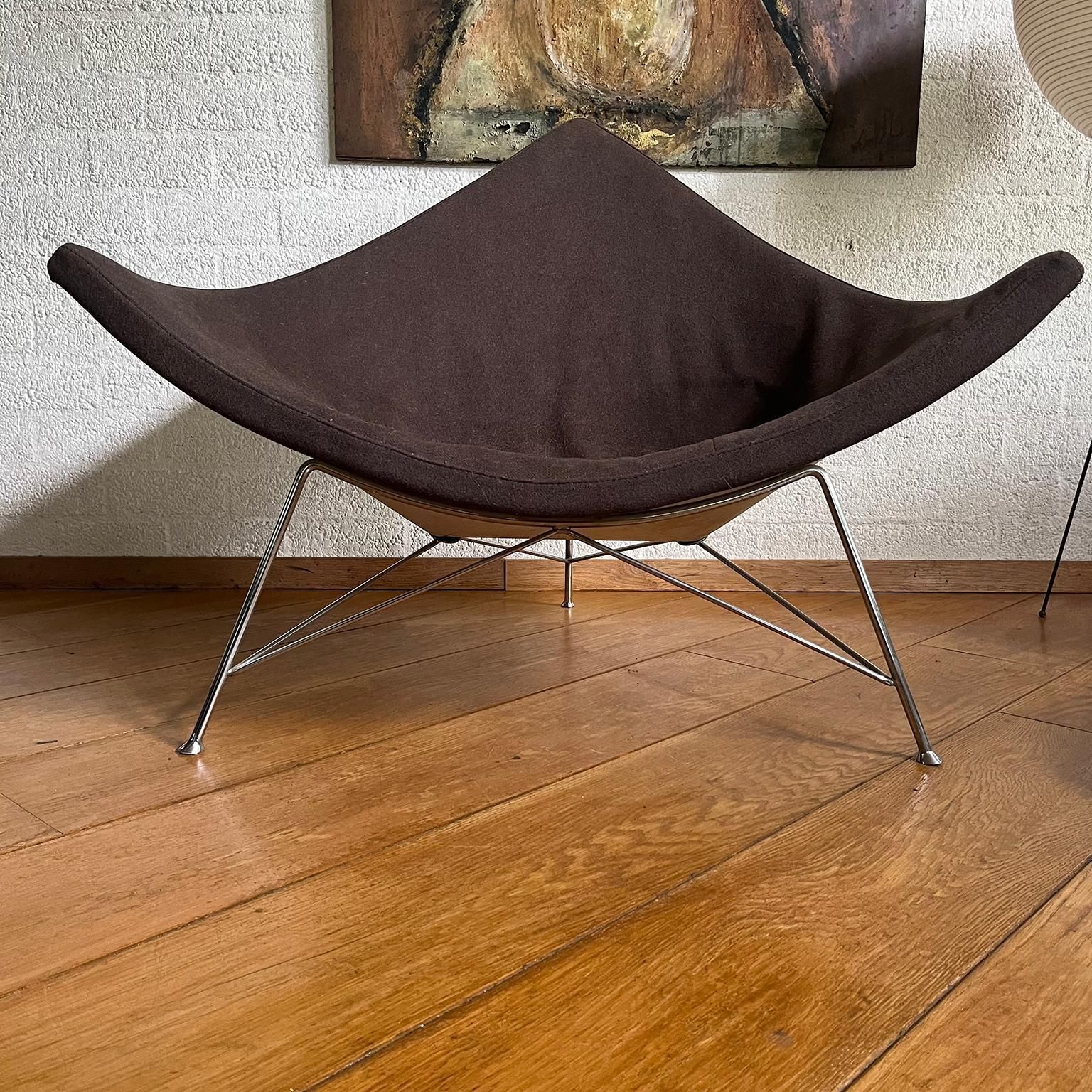 Early, Metal Shell ! Coconut Chair By George Nelson In Brown Upholstery, 1955 photo buy